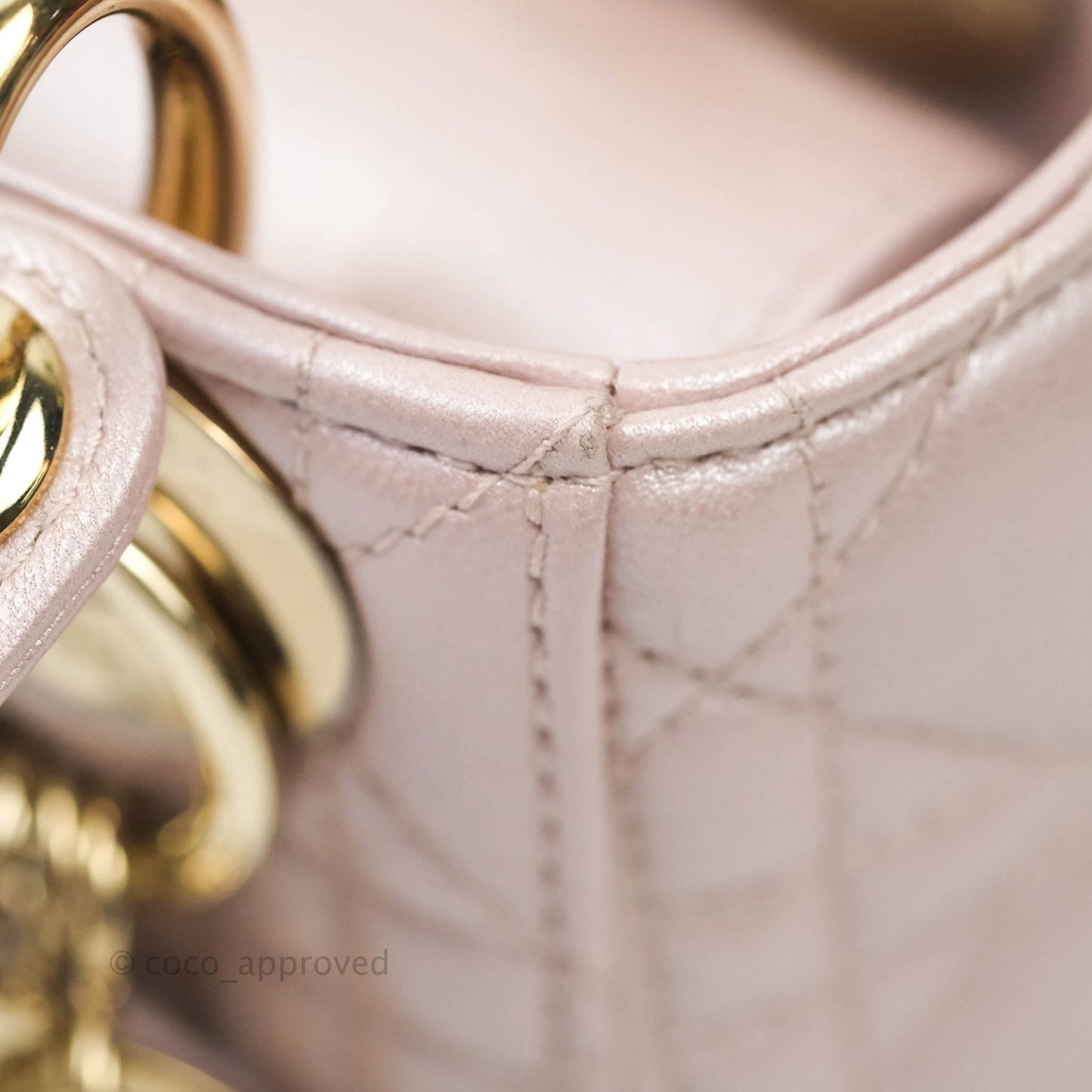 Christian Dior Calfskin Cannage Mini Lady Dior Light Pink