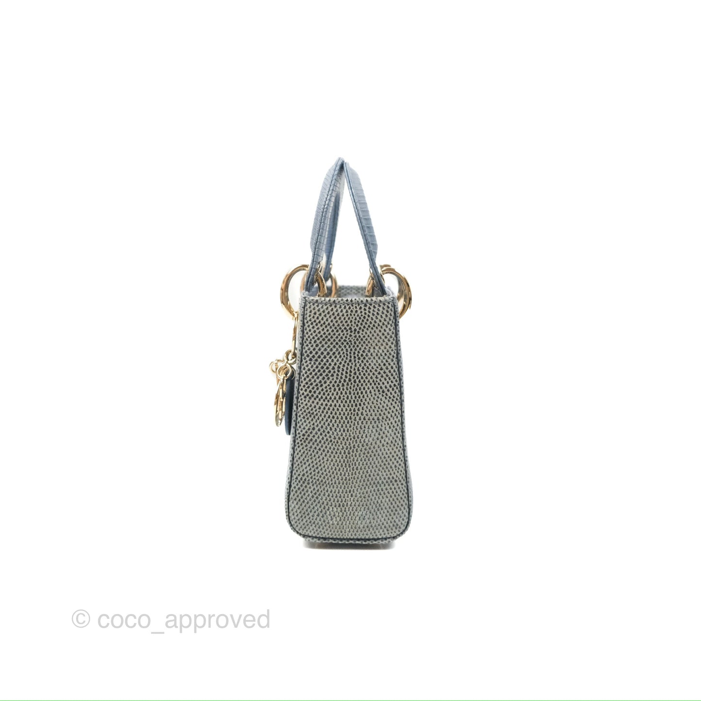 Christian Dior Mini Lady Dior Ombre Blue Lizard Gold Hardware