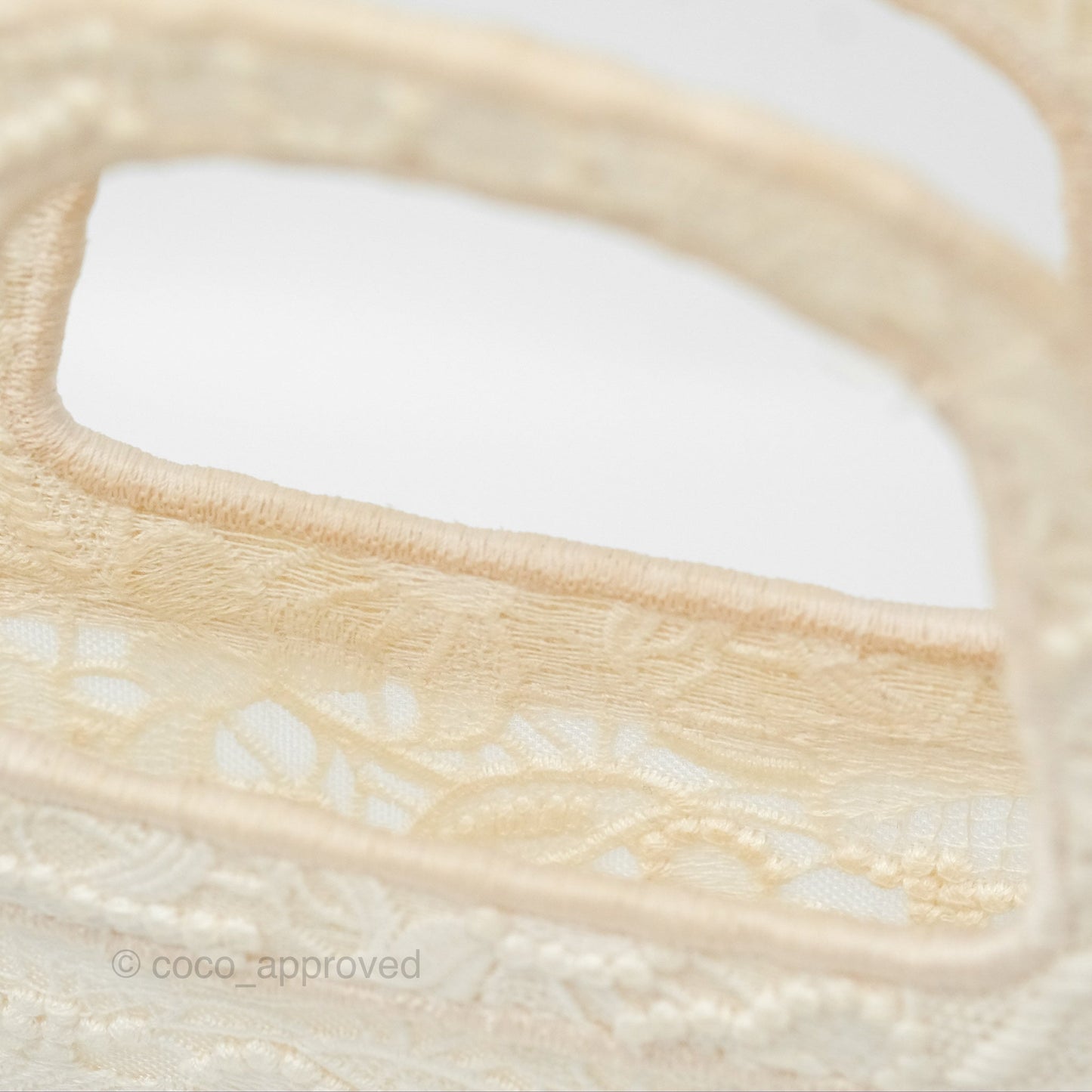 Dior Mini Book Tote Natural Macramé-Effect Embroidery