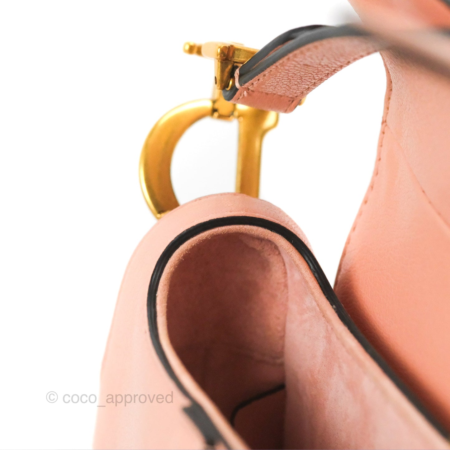 Christian Dior Mini Saddle Bag Pink Goatskin Gold Hardware