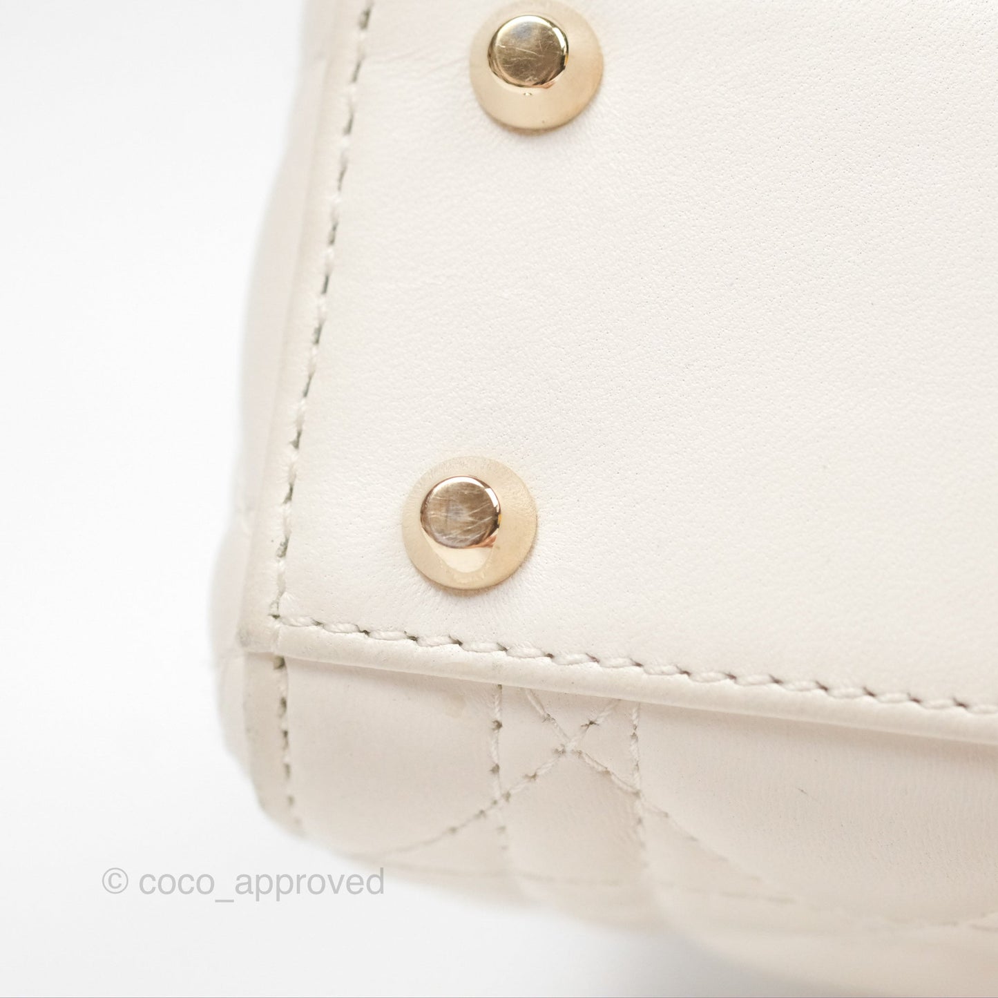 Christian Dior Cannage Mini Lady Dior White Gold Hardware