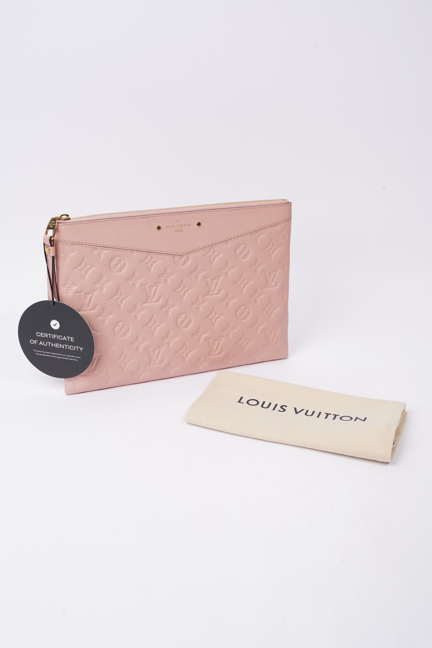 Louis Vuitton Womens Daily Pouch Pink Empreinte Leather