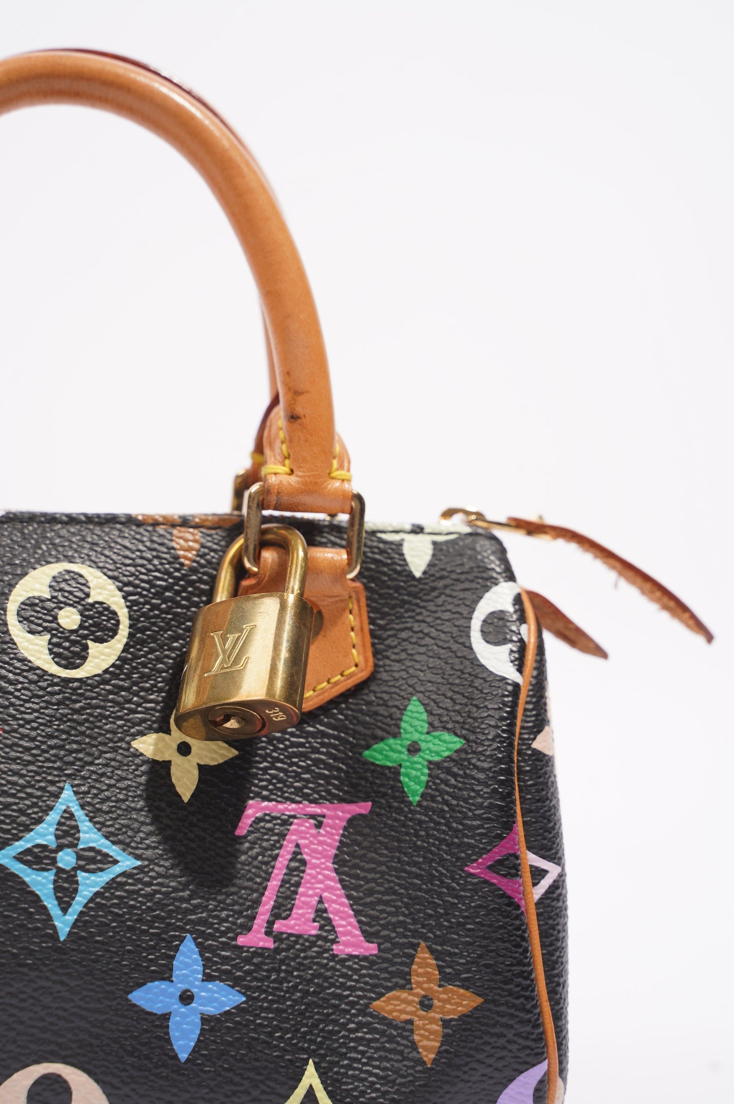 Louis Vuitton Womens Speedy Handbag Murakami Monogram Canvas Nano