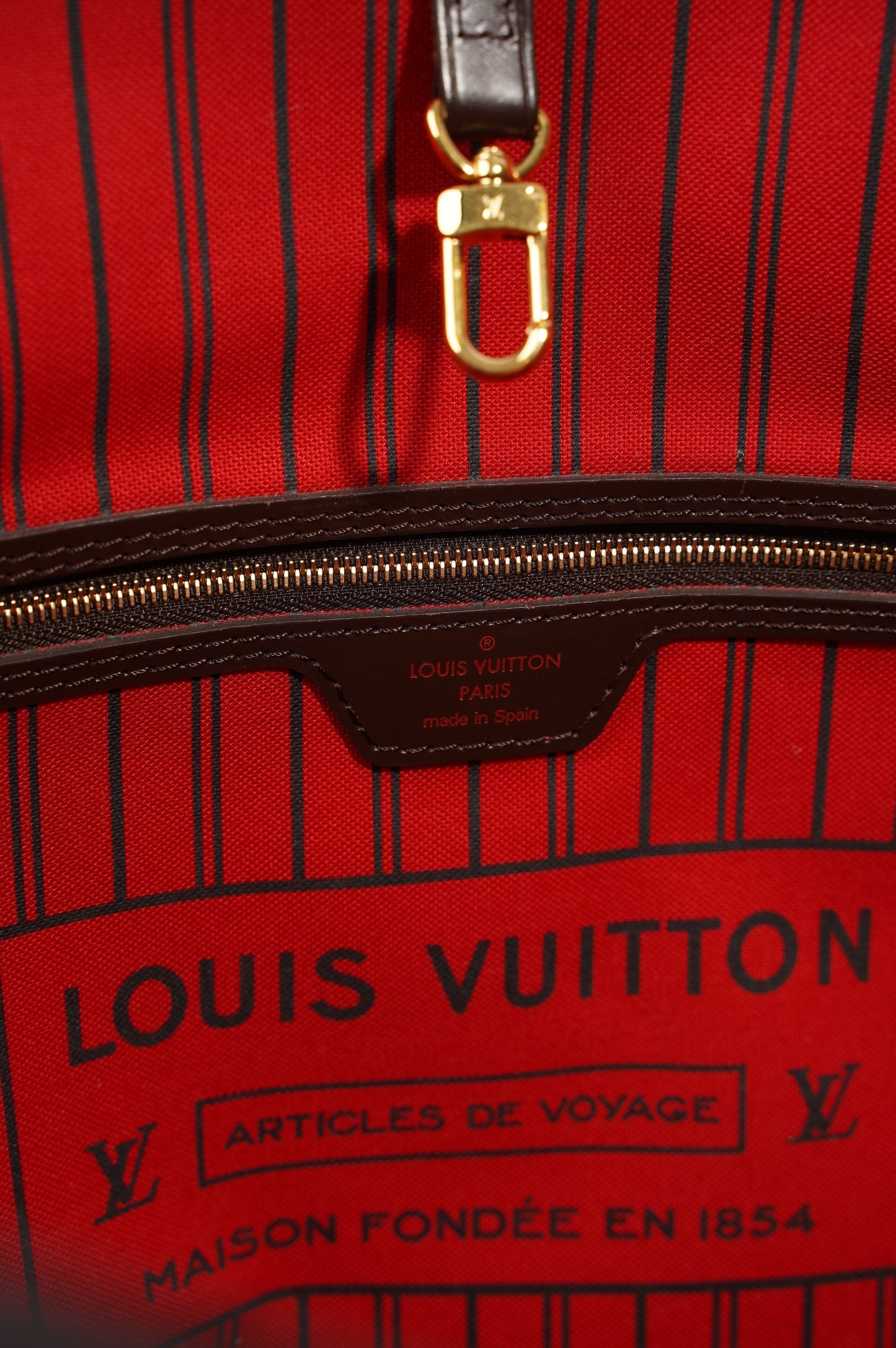 Louis Vuitton Womens Neverfull Bag Damier Ebene Canvas MM