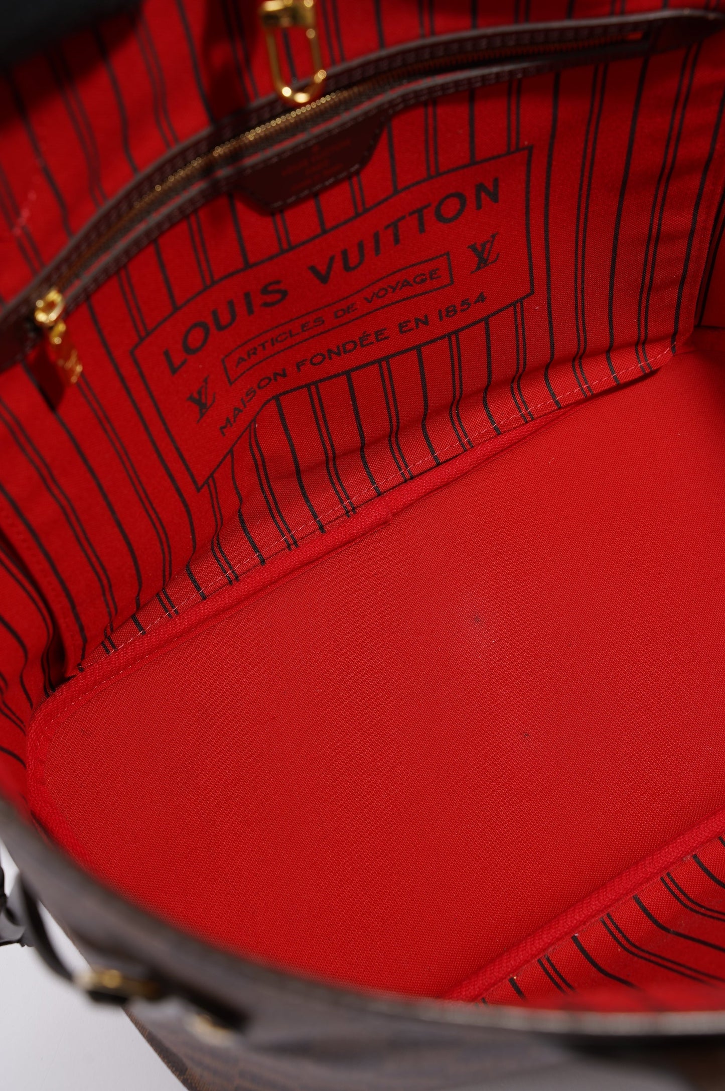 Louis Vuitton Womens Neverfull Bag Damier Ebene Canvas MM