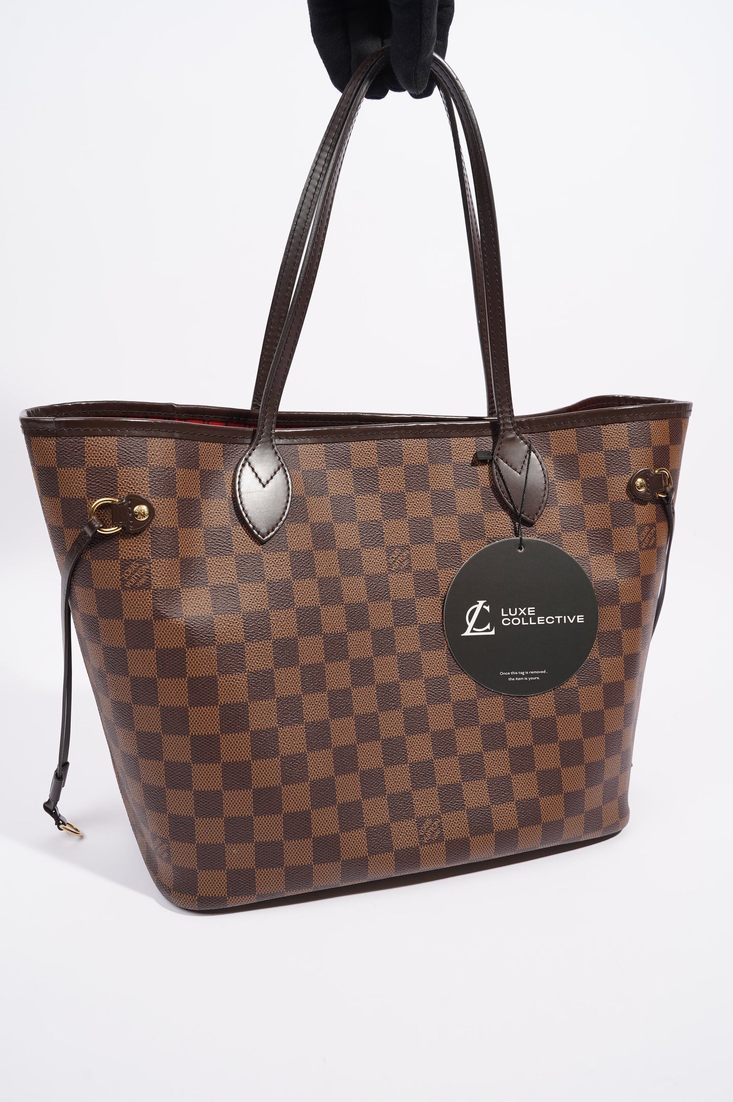 Louis Vuitton Womens Neverfull Bag Damier Ebene Canvas MM