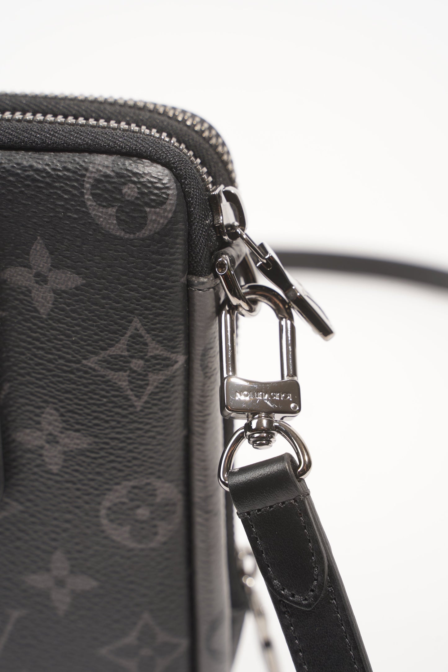 Louis Vuitton Womens Phone Pouch Monogram Eclipse Crossbody Bag