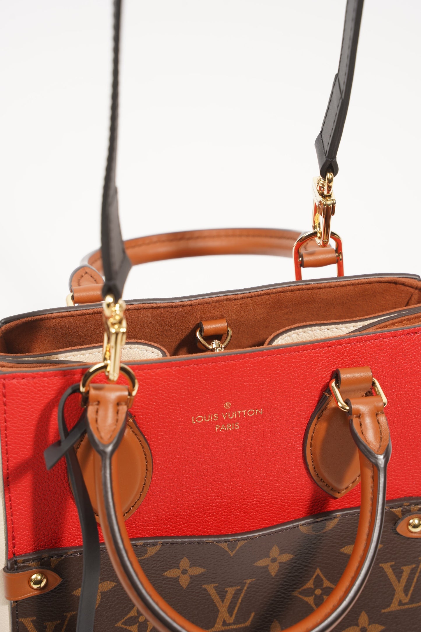 Louis Vuitton Womens Fold Tote Monogram Red Cream PM