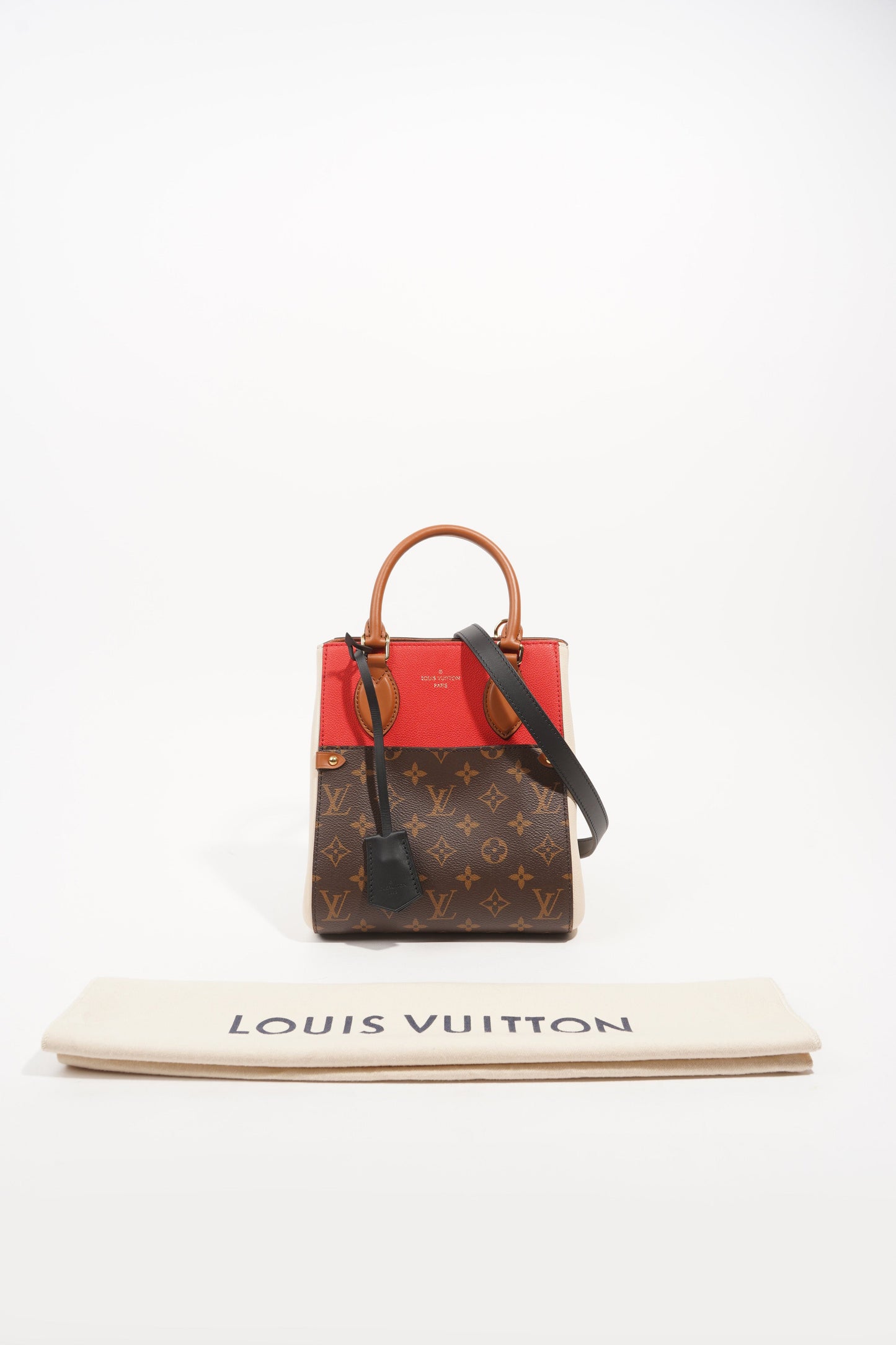 Louis Vuitton Womens Fold Tote Monogram Red Cream PM