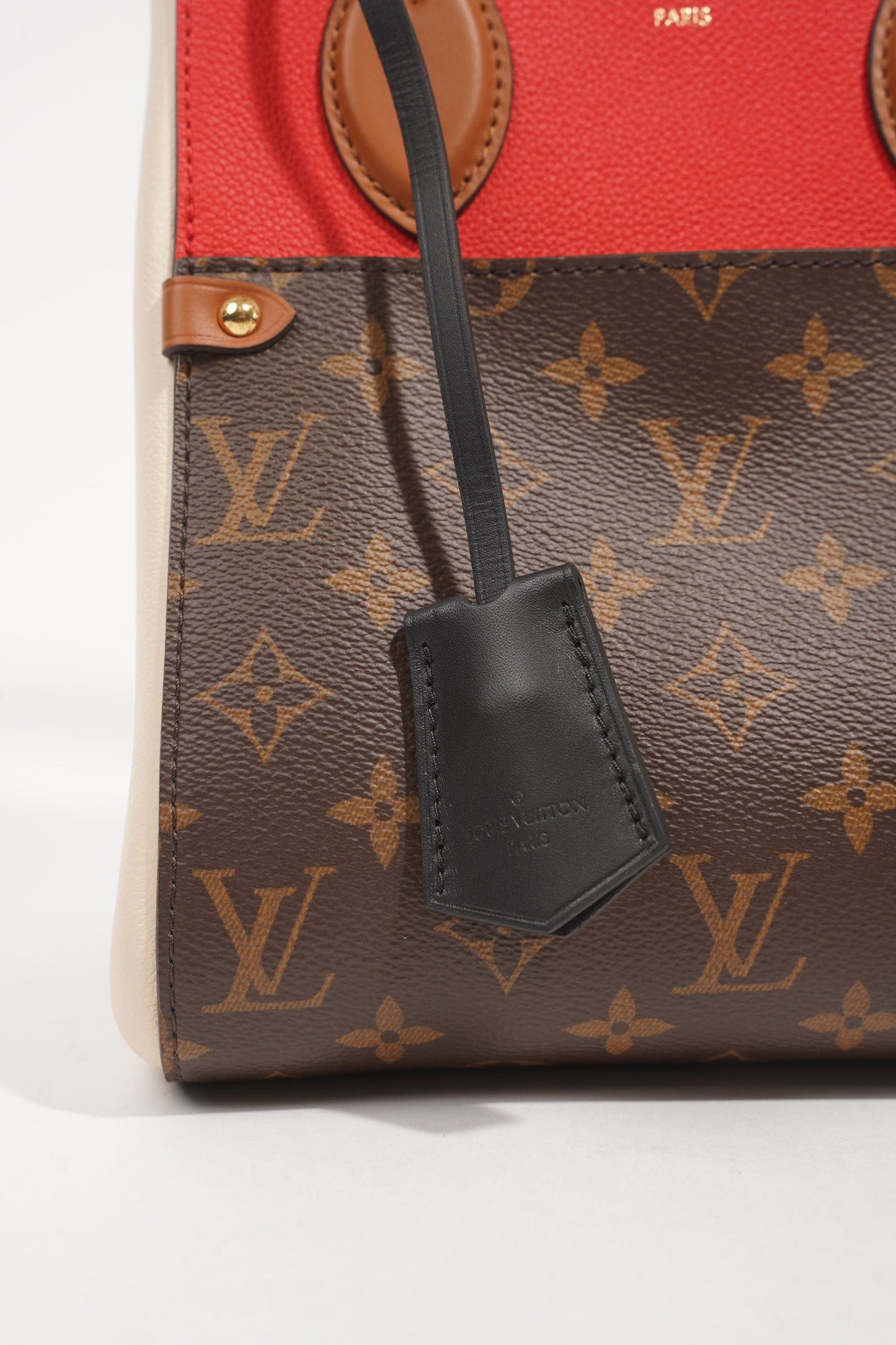 Louis Vuitton Womens Fold Tote Monogram Red Cream PM