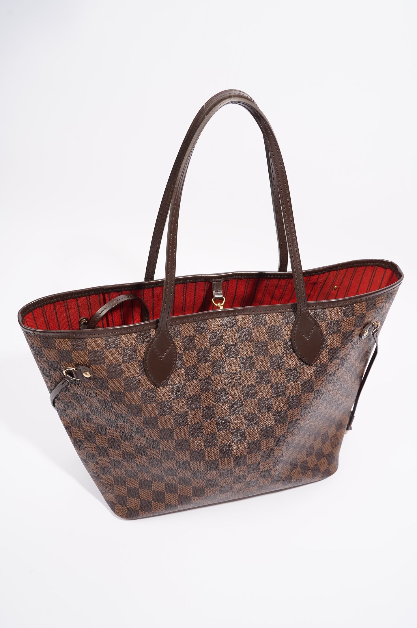 Louis Vuitton Womens Neverfull Bag Damier Ebene Canvas MM