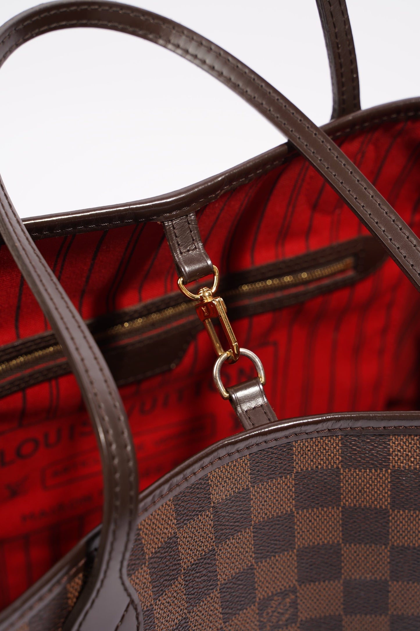 Louis Vuitton Womens Neverfull Bag Damier Ebene Canvas MM