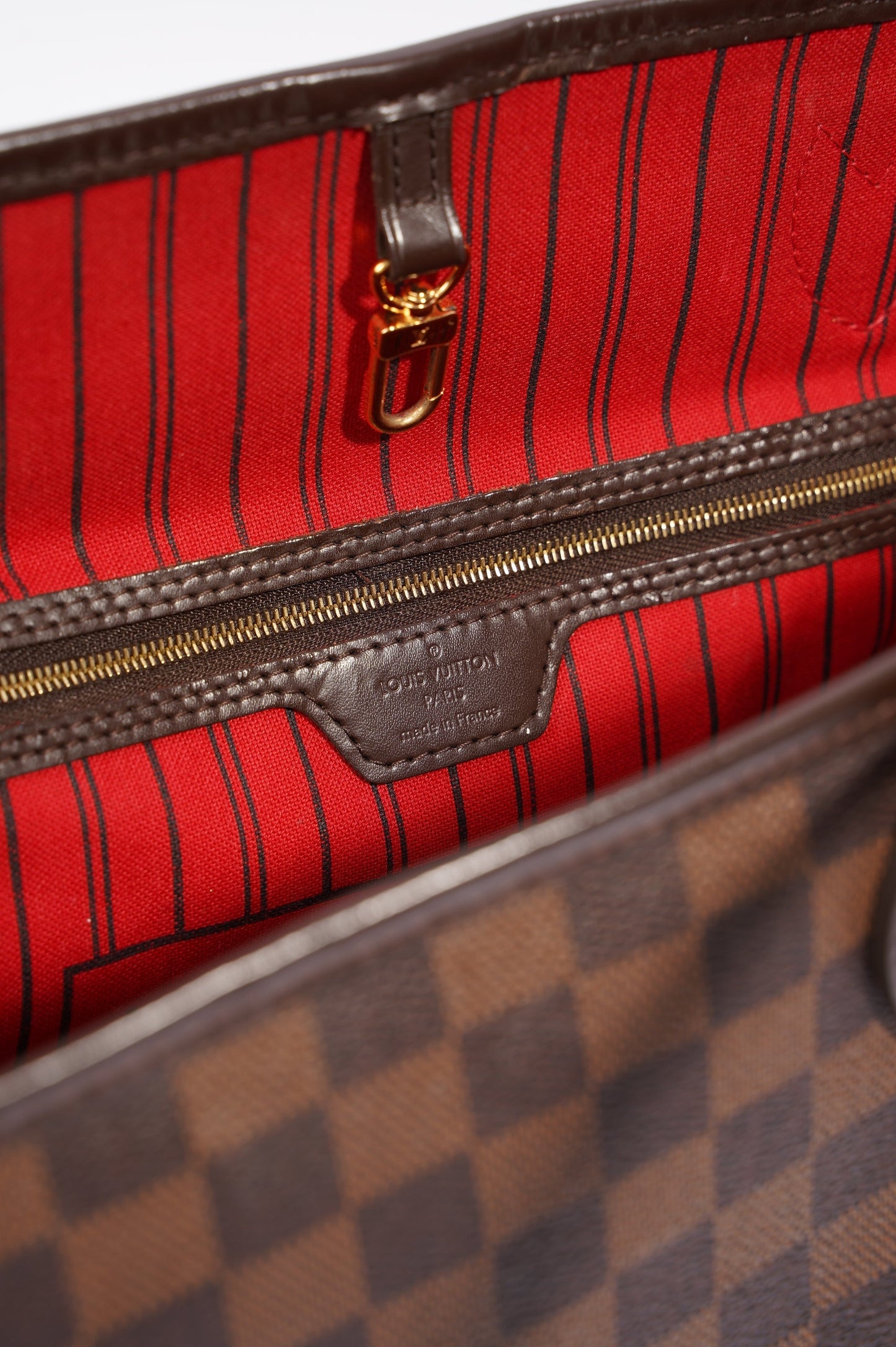 Louis Vuitton Womens Neverfull Bag Damier Ebene Canvas MM