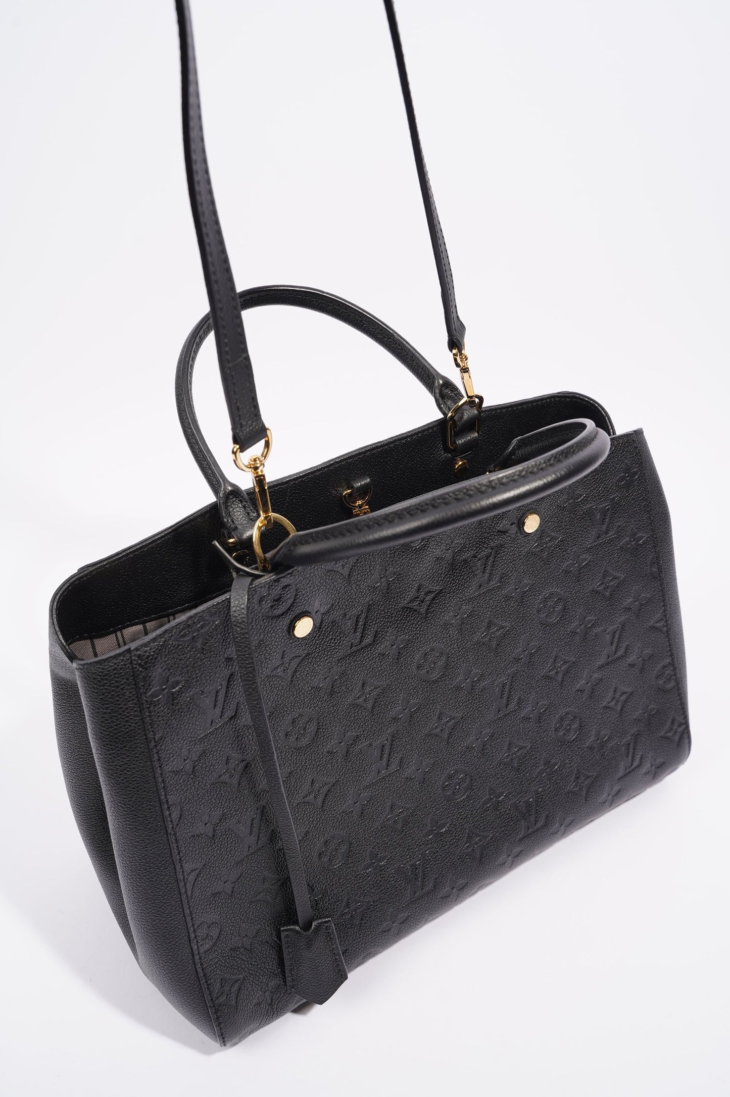 Louis Vuitton Womens Montaigne Black Empreinte Leather MM