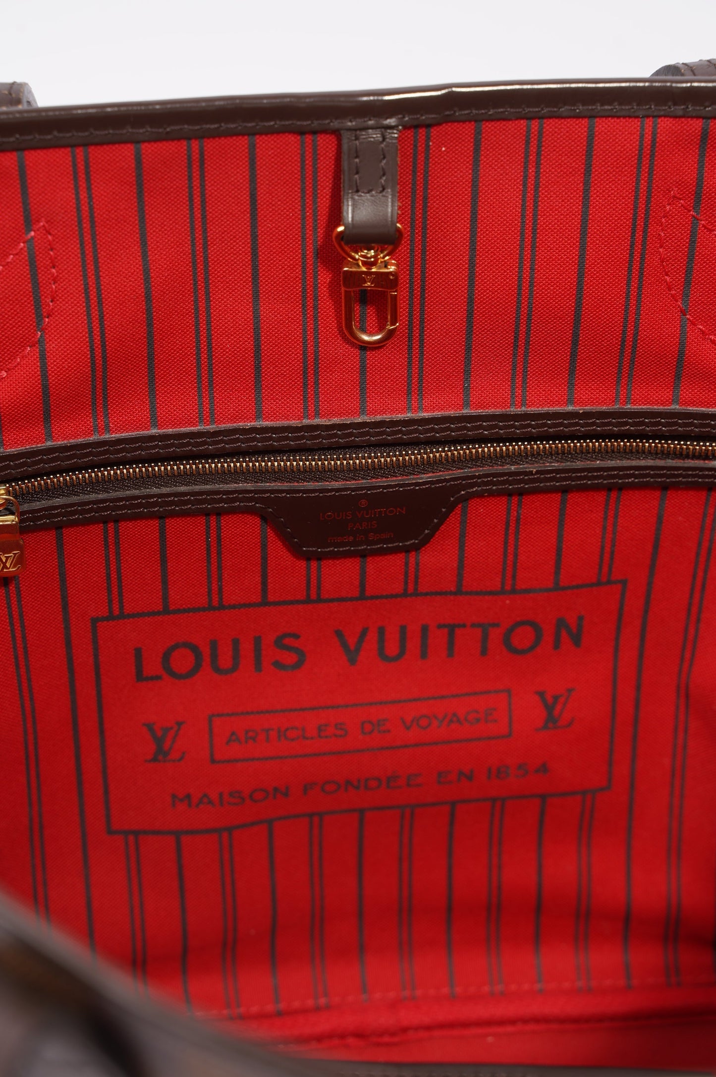Louis Vuitton Womens Neverfull Bag Damier Ebene Canvas MM