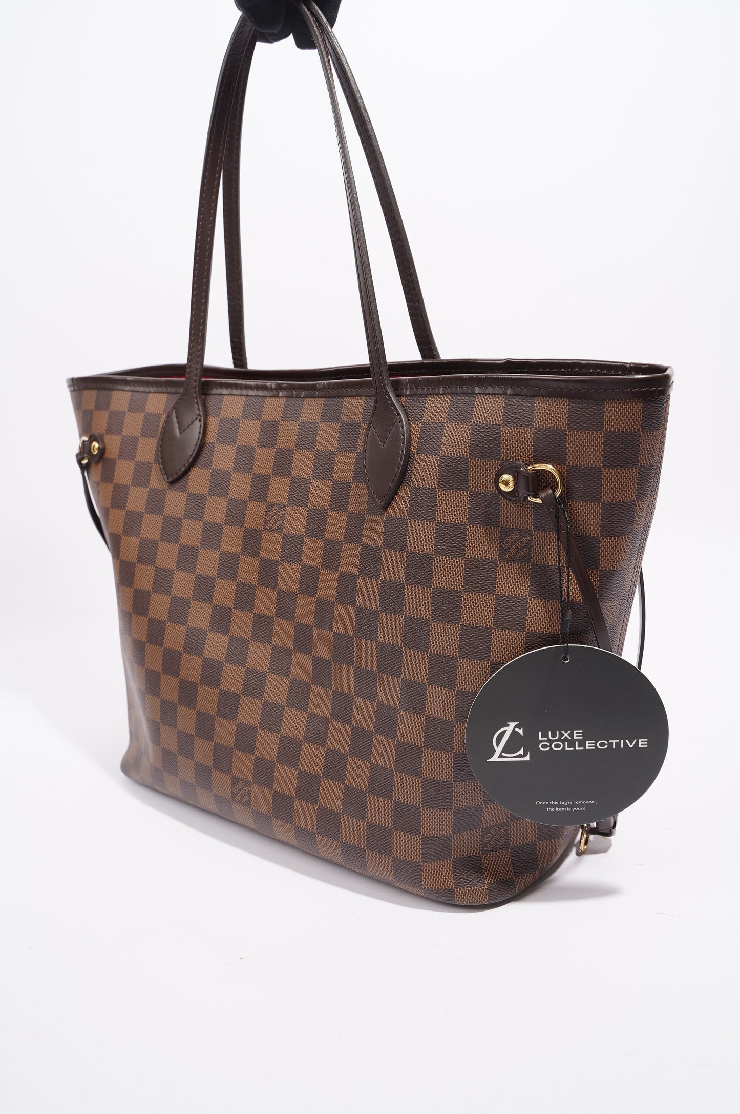 Louis Vuitton Womens Neverfull Bag Damier Ebene Canvas MM