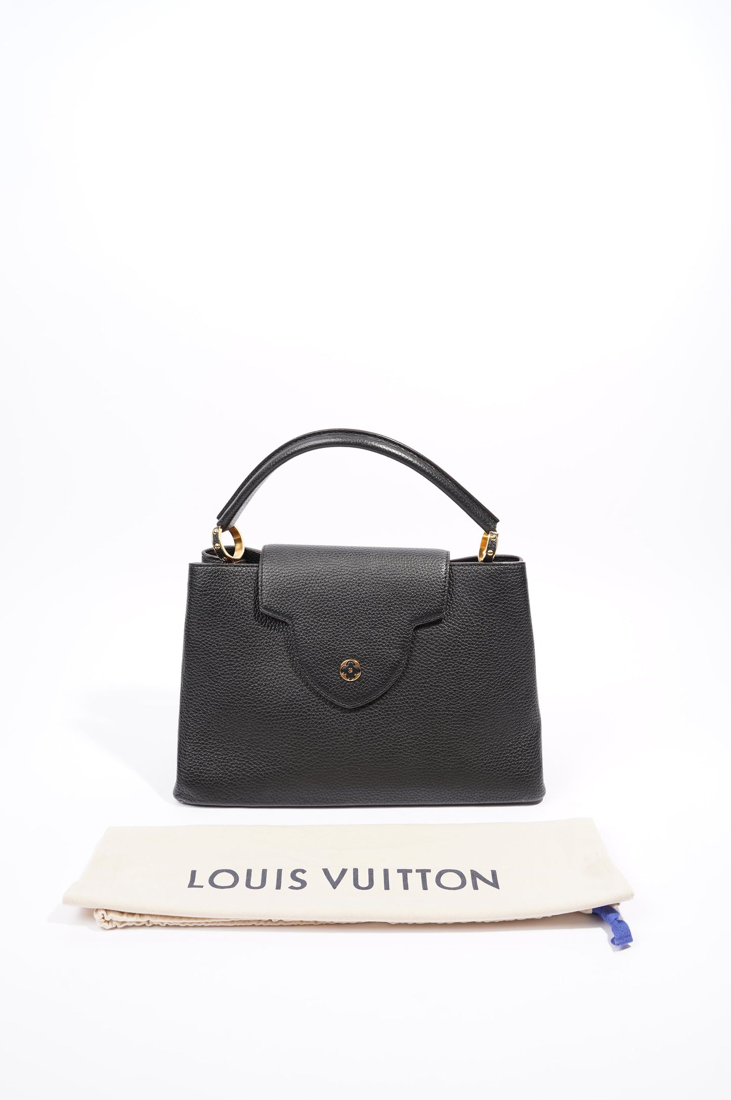 Louis Vuitton Womens Capucines Black Taurillon Leather MM