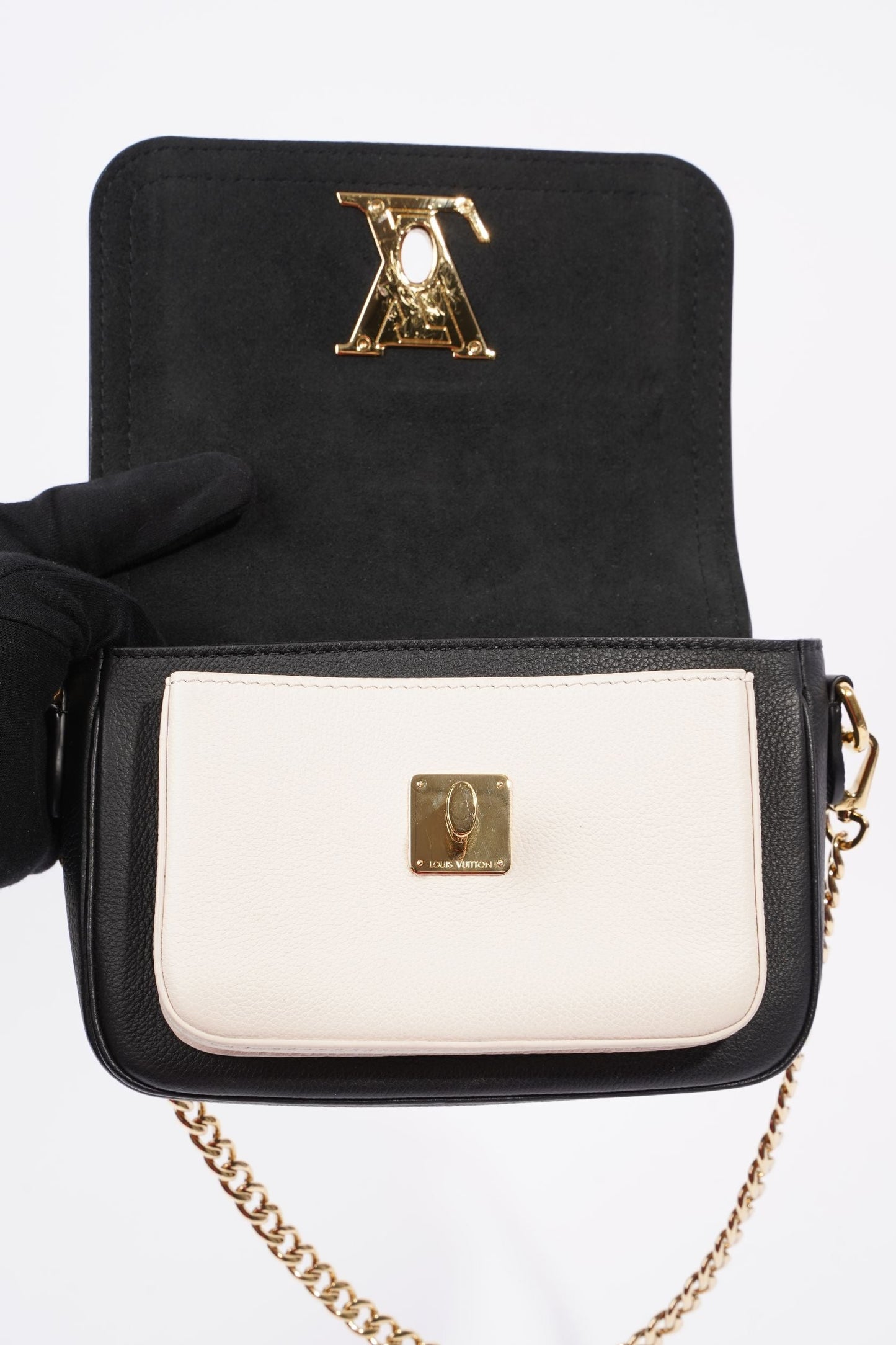 Louis Vuitton Womens Lockme Tender Black / White Leather