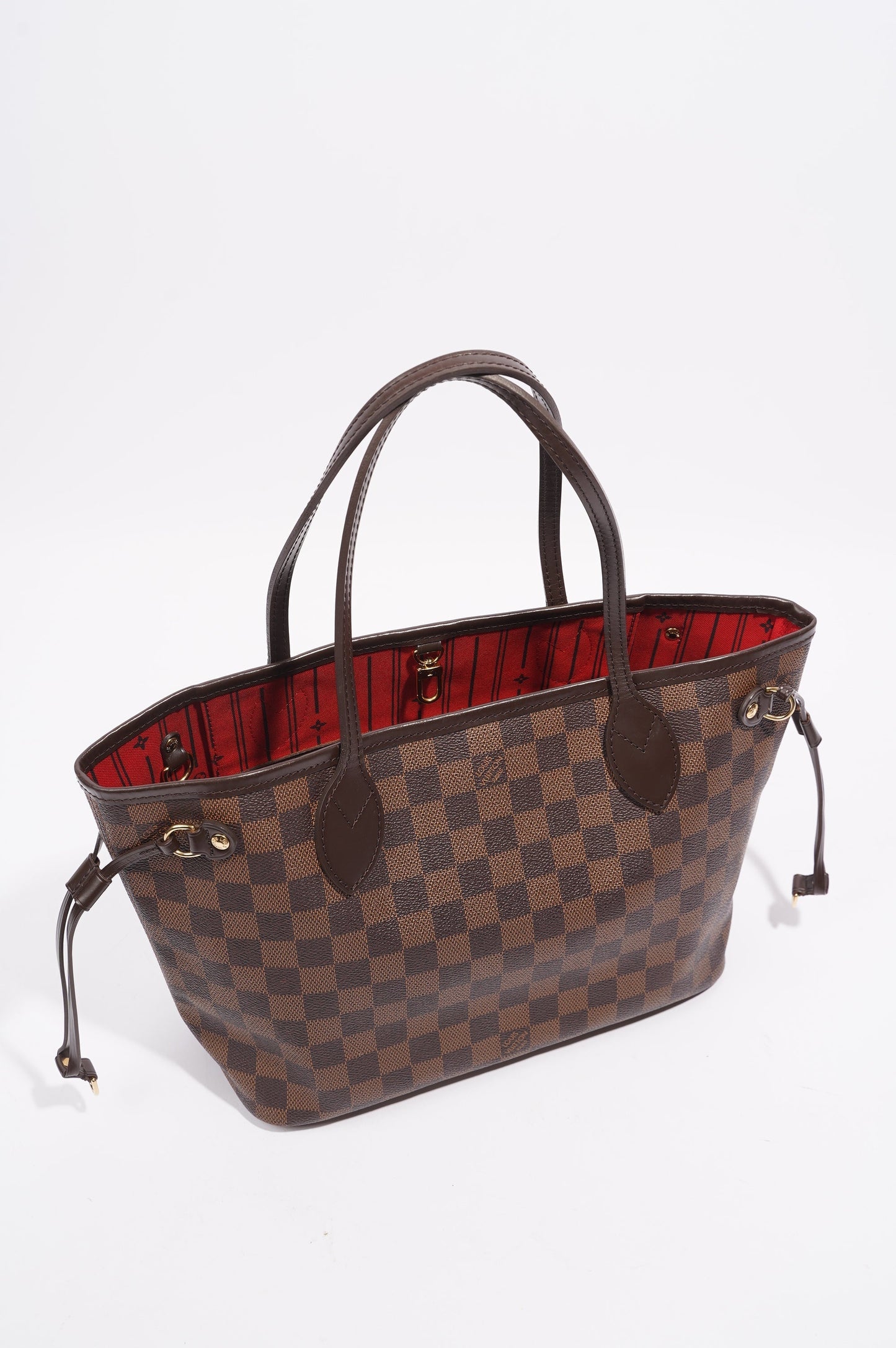 Louis Vuitton Womens Neverfull Bag Damier Ebene Canvas PM
