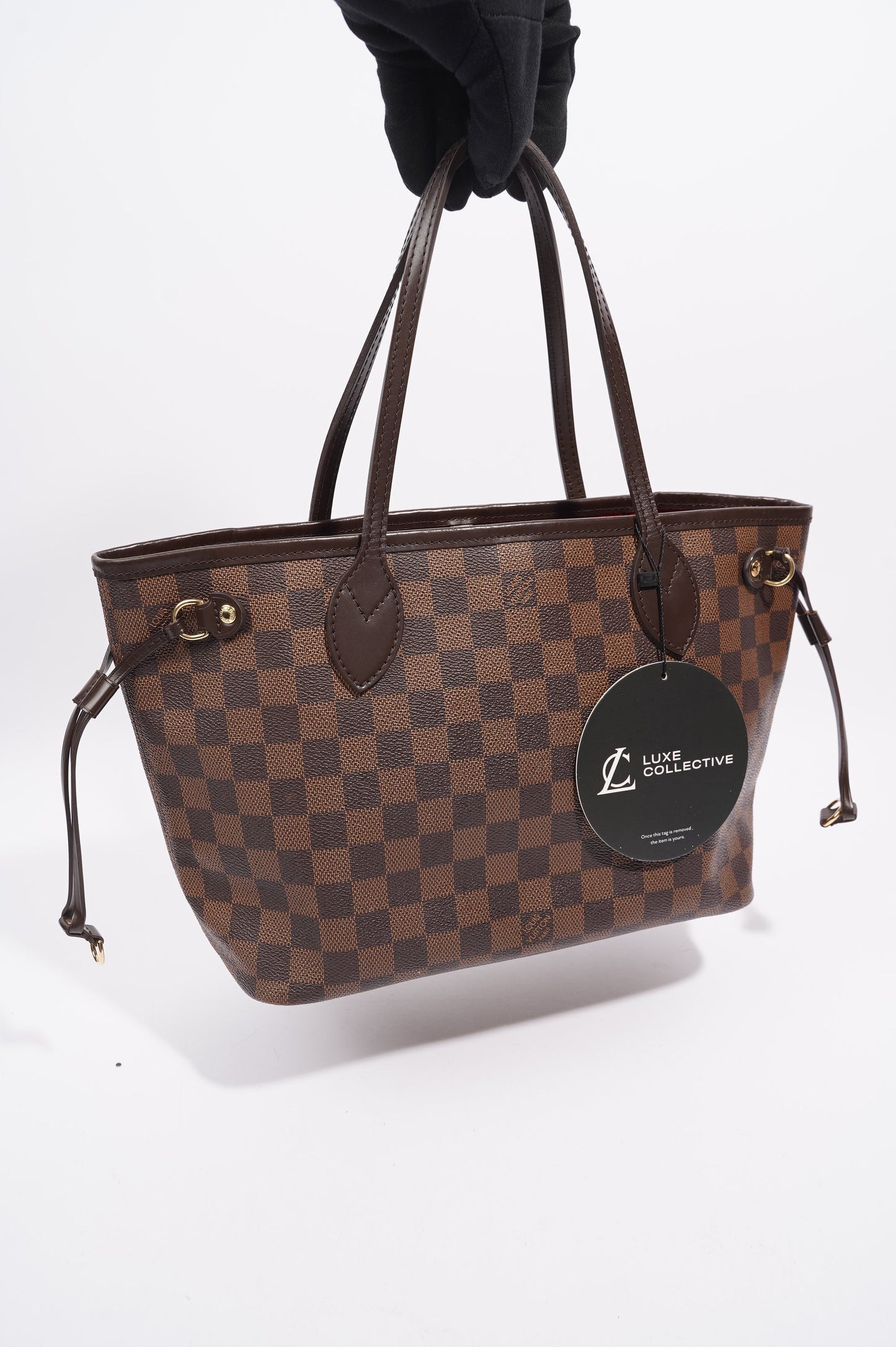 Louis Vuitton Womens Neverfull Bag Damier Ebene Canvas PM