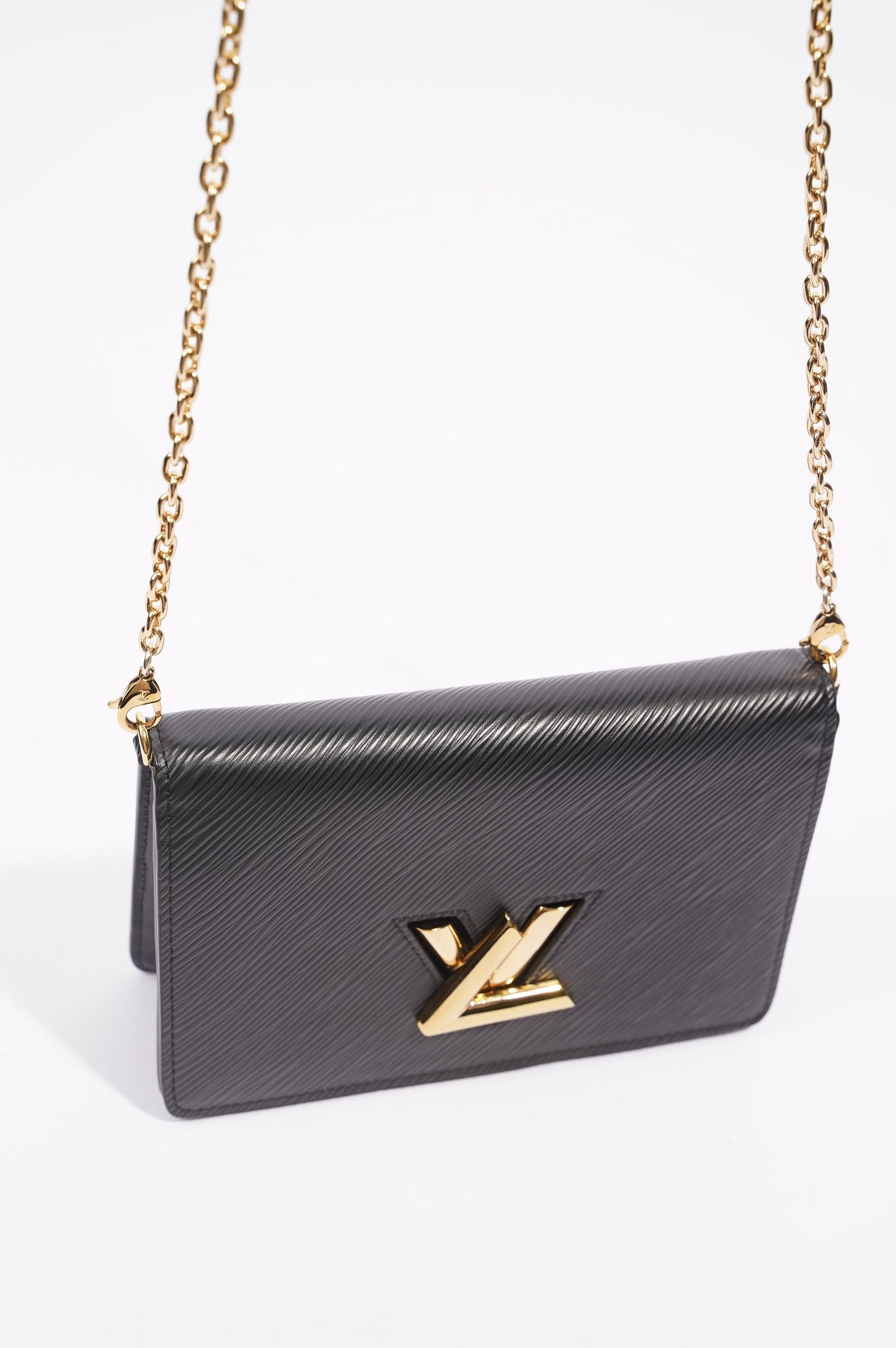 Louis Vuitton Womens Twist Chain Pouch Black Epi Leather