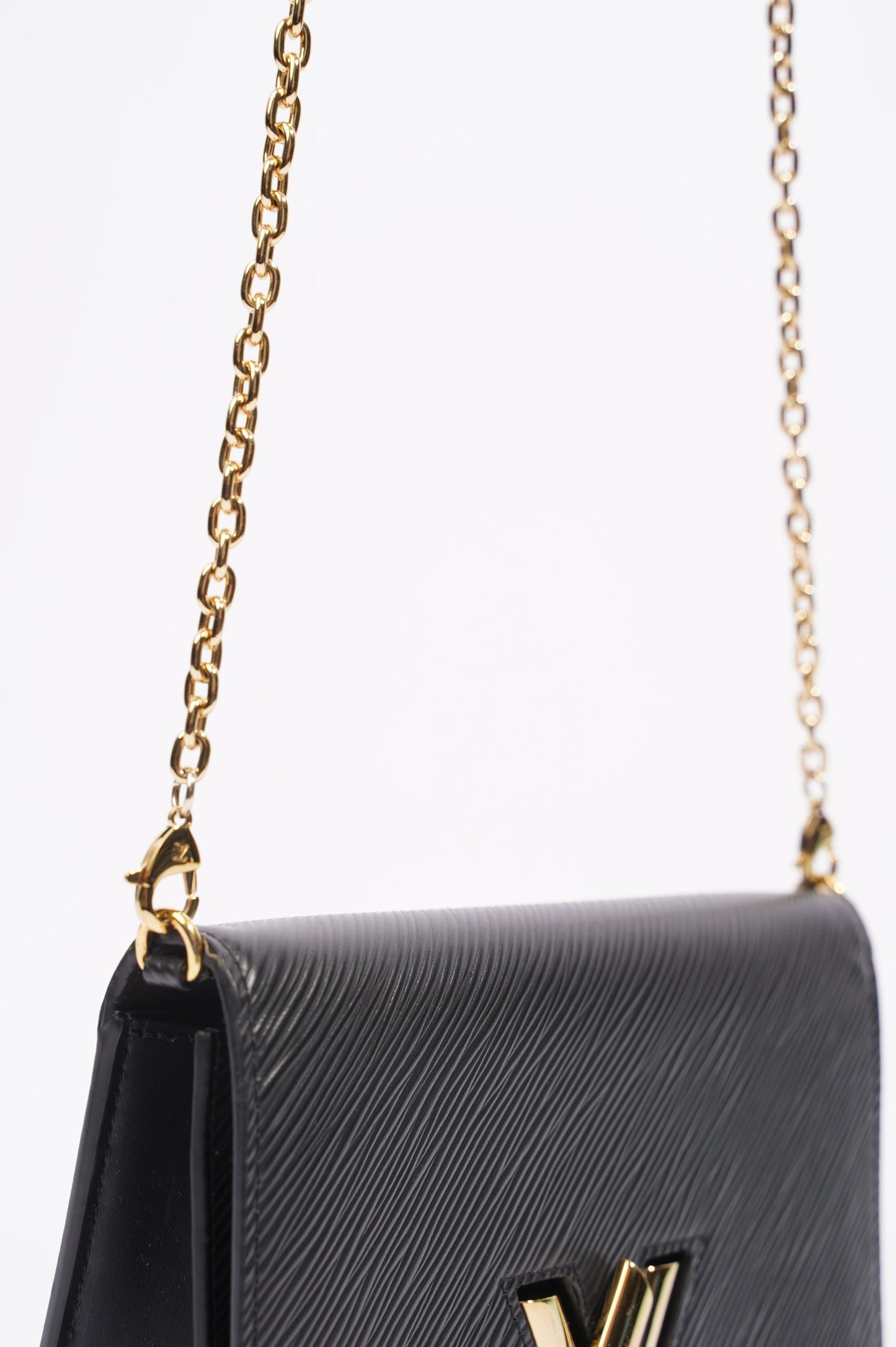 Louis Vuitton Womens Twist Chain Pouch Black Epi Leather