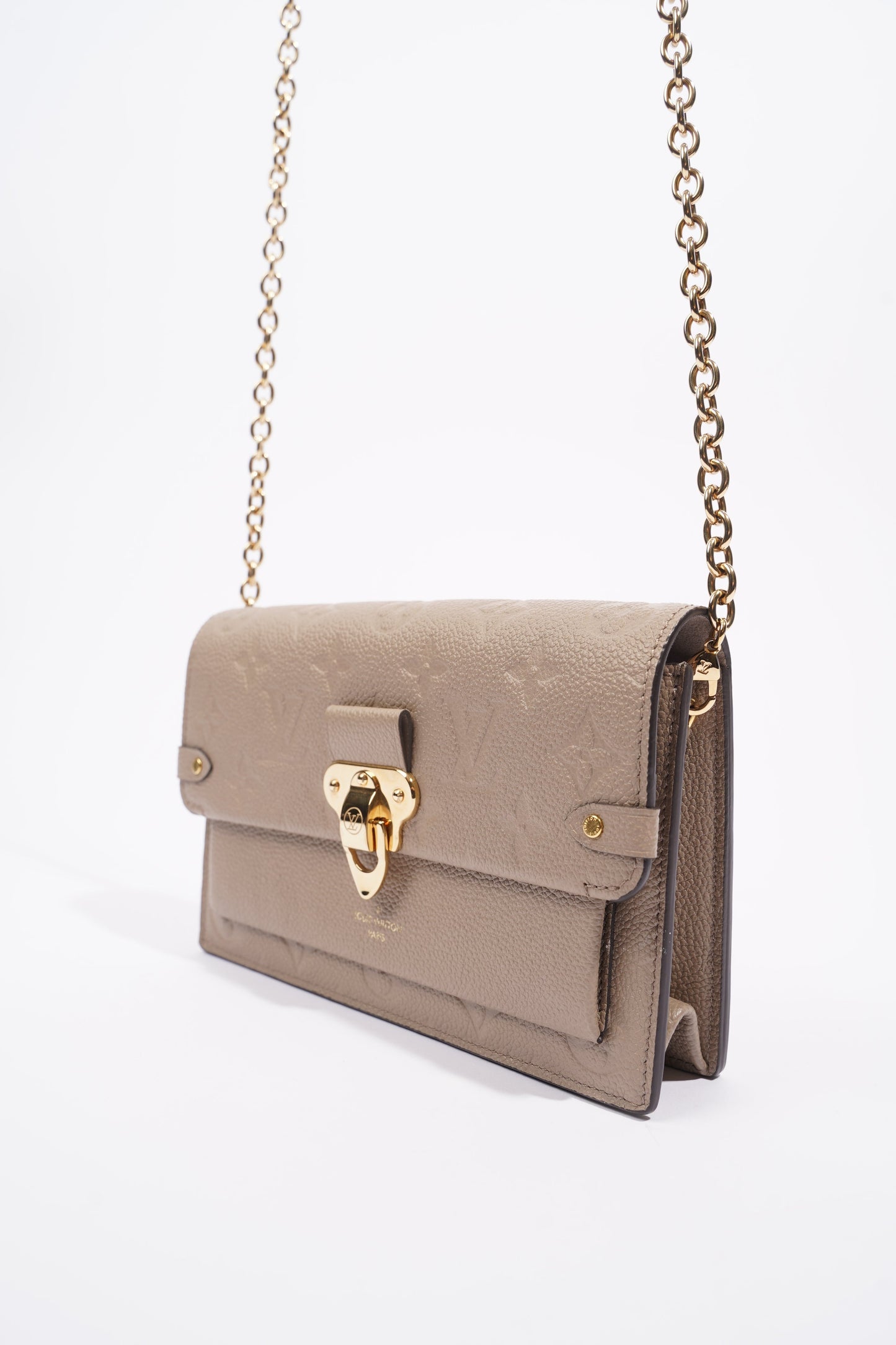 Louis Vuitton Womens Vavin Chain Wallet Beige Empreinte Leather