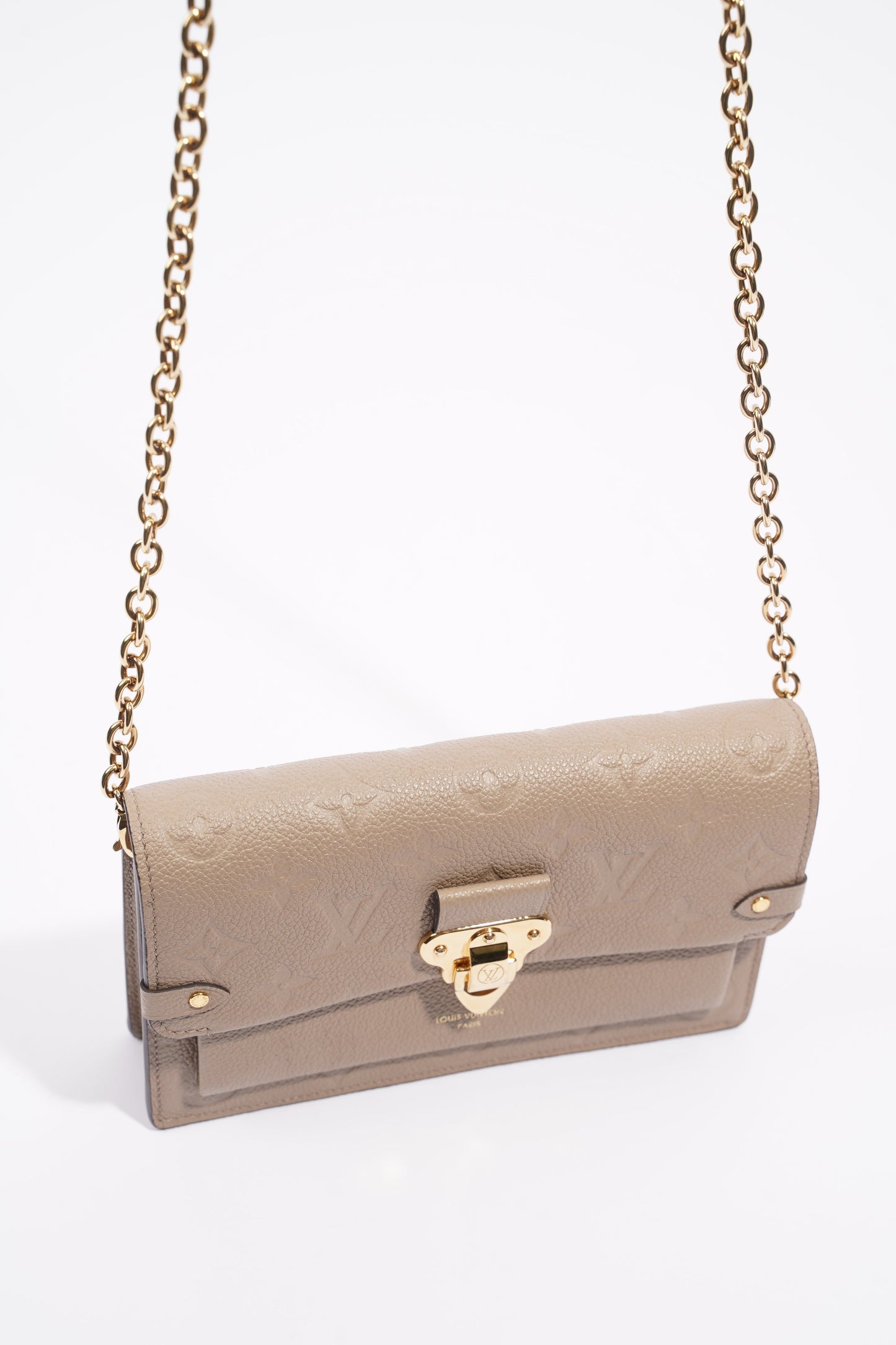 Louis Vuitton Womens Vavin Chain Wallet Beige Empreinte Leather