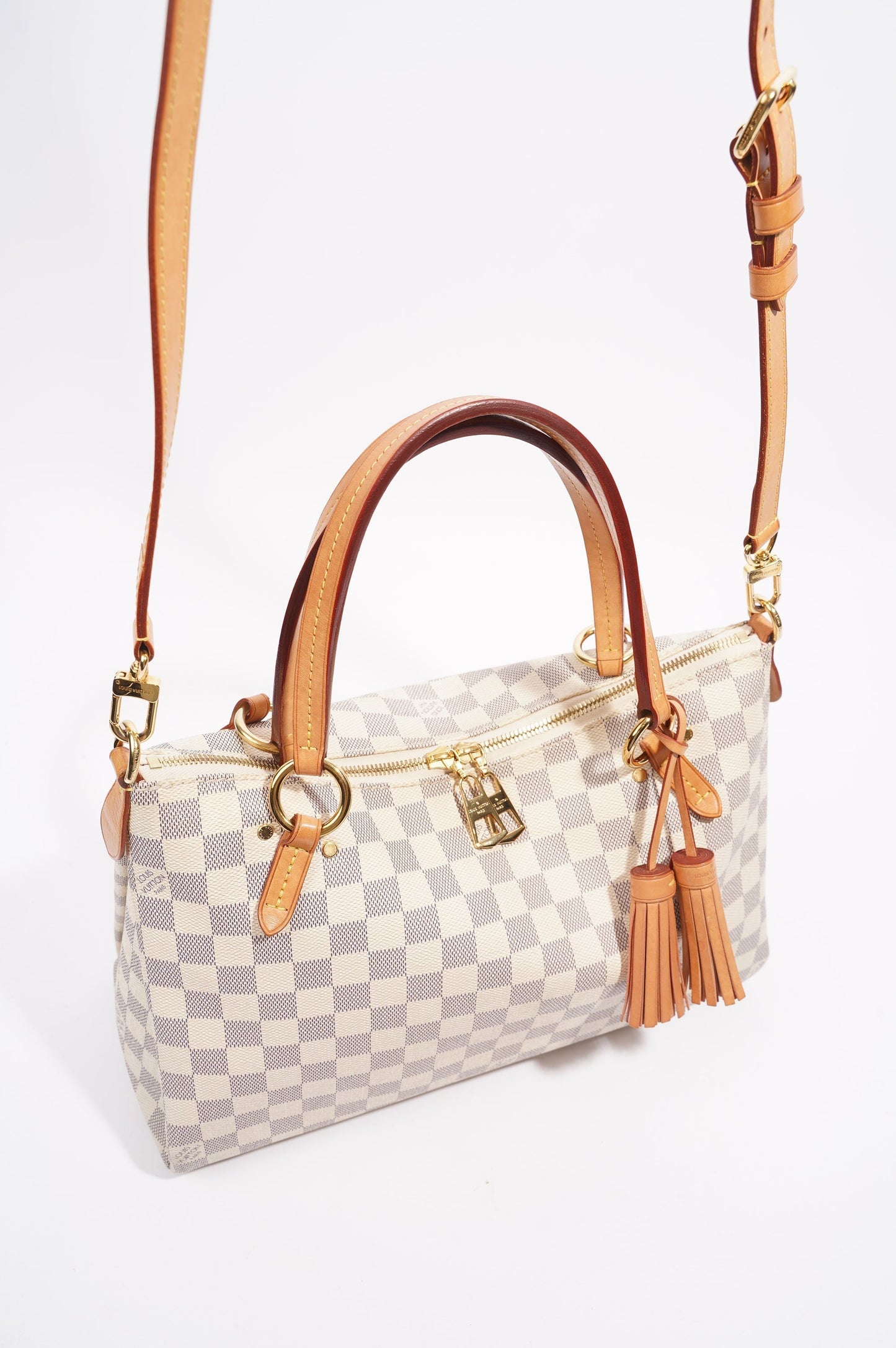 Louis Vuitton Womens Lymington Handbag Damier Azur Canvas
