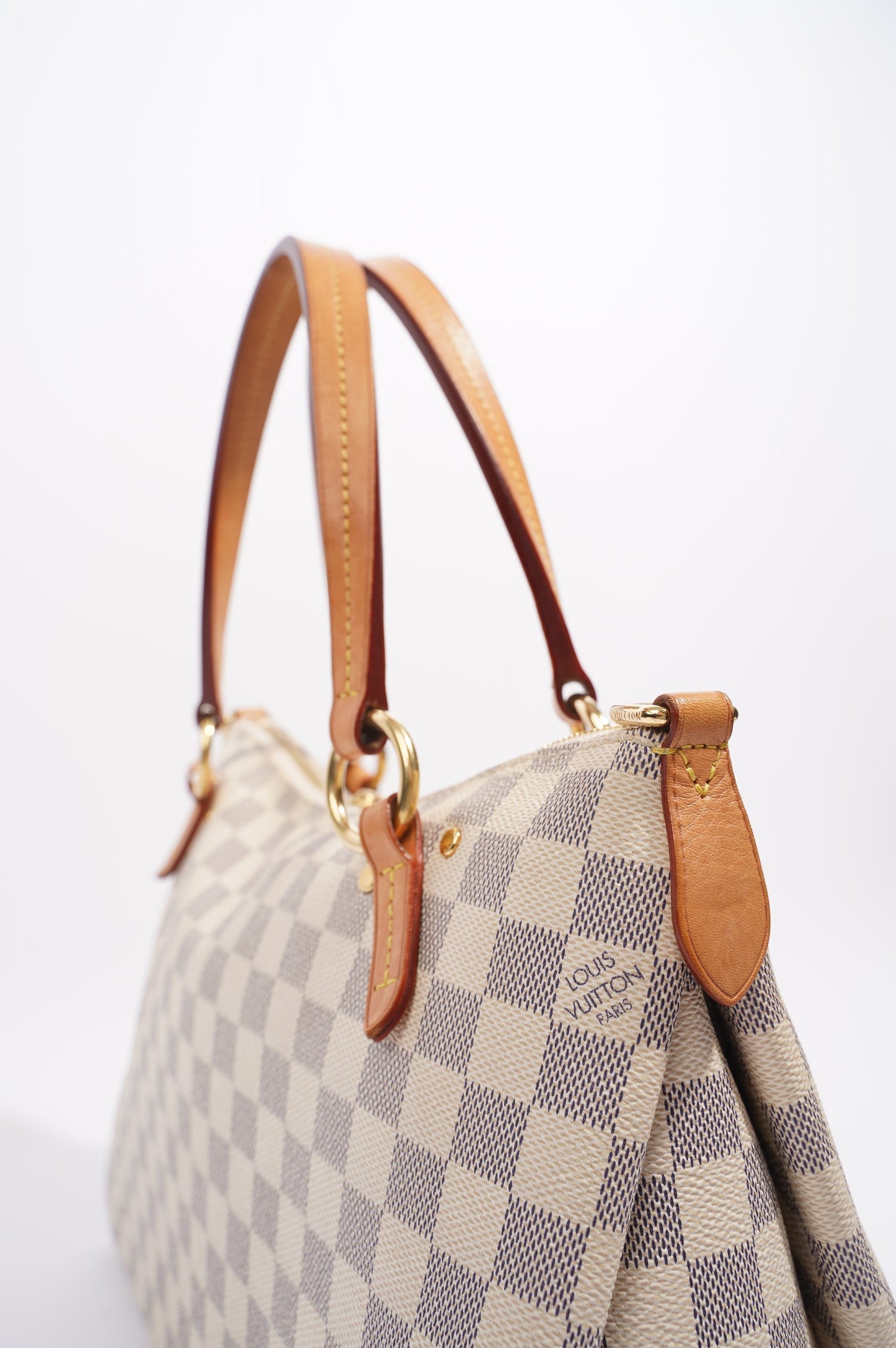 Louis Vuitton Womens Lymington Handbag Damier Azur Canvas