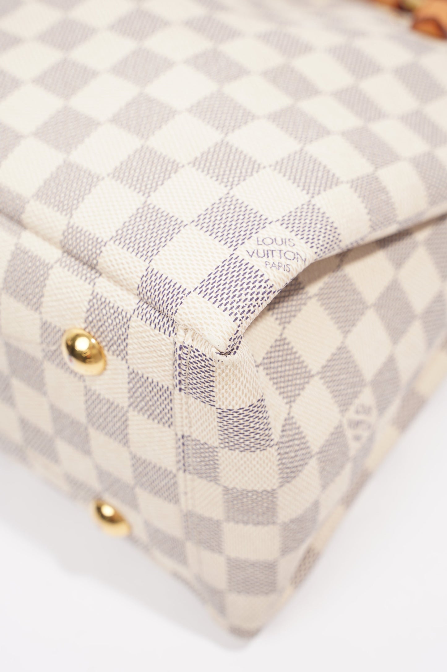 Louis Vuitton Womens Lymington Handbag Damier Azur Canvas