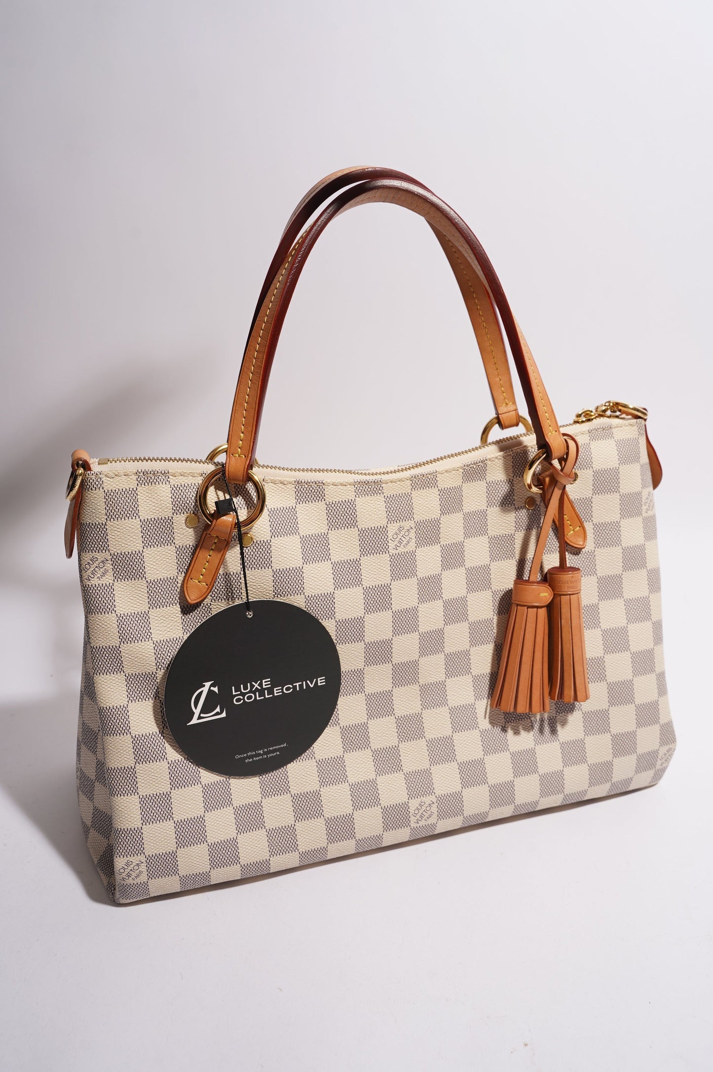 Louis Vuitton Womens Lymington Handbag Damier Azur Canvas