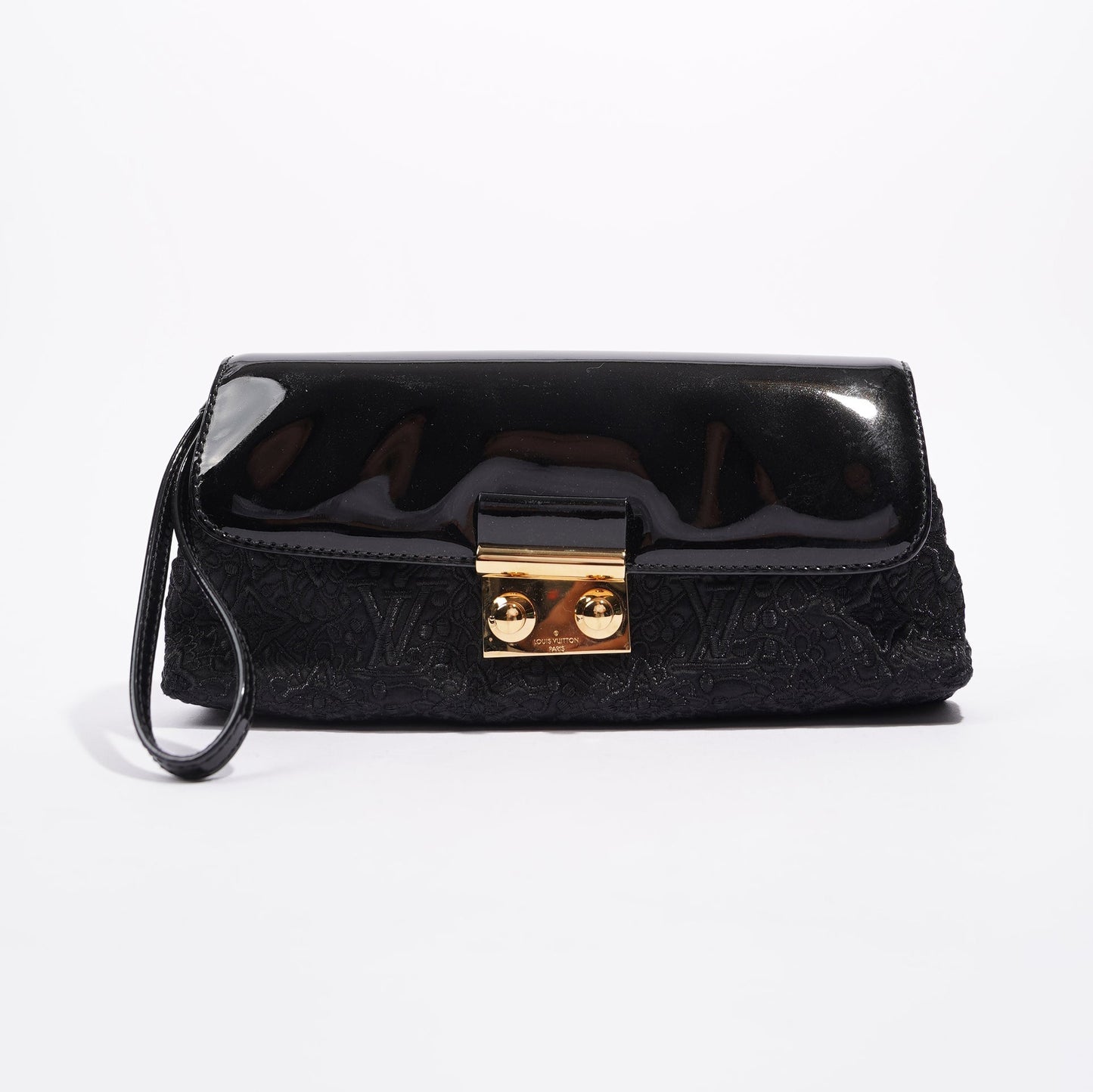 Louis Vuitton Womens Vintage Patent Clutch Black
