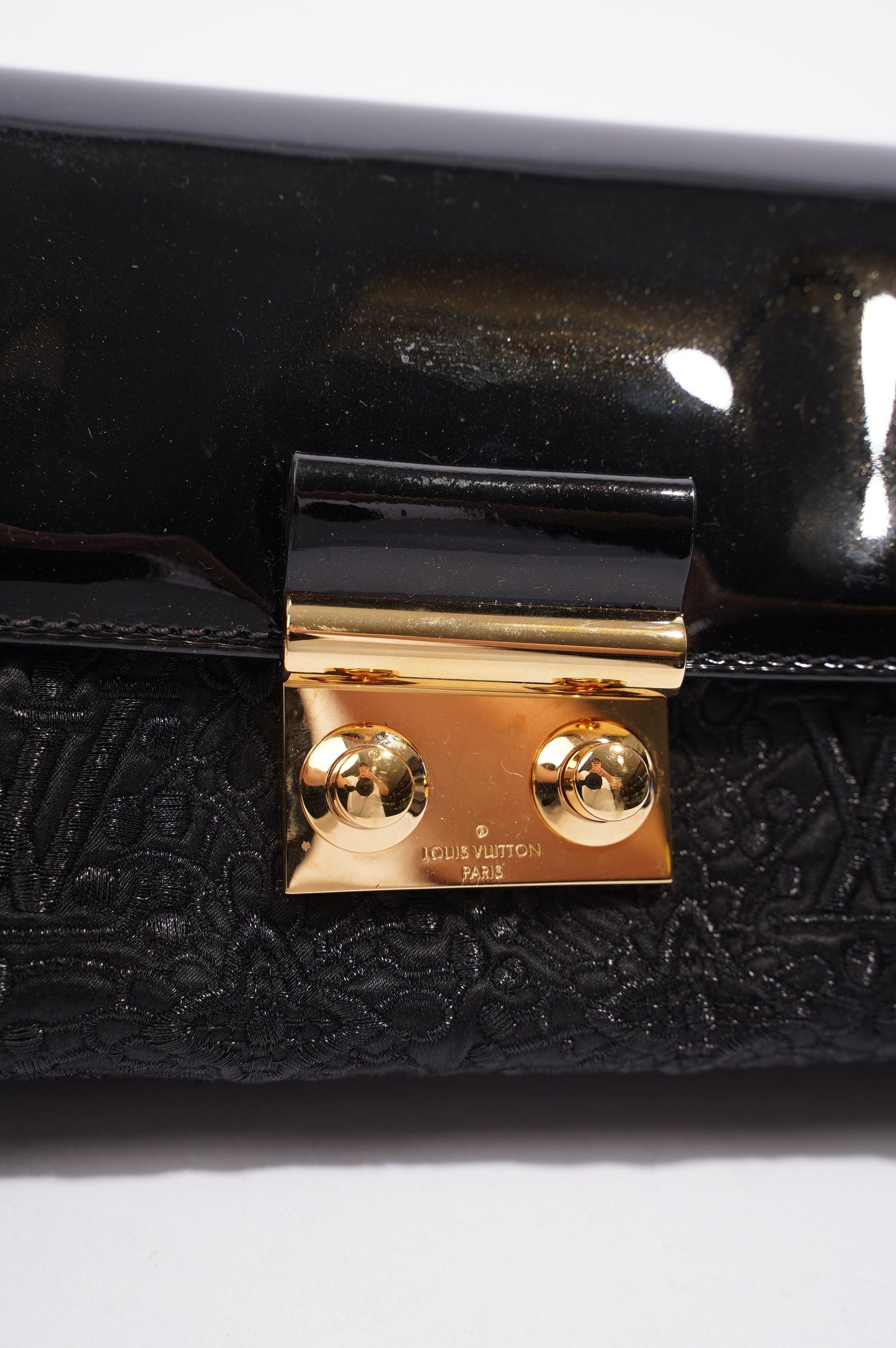 Louis Vuitton Womens Vintage Patent Clutch Black