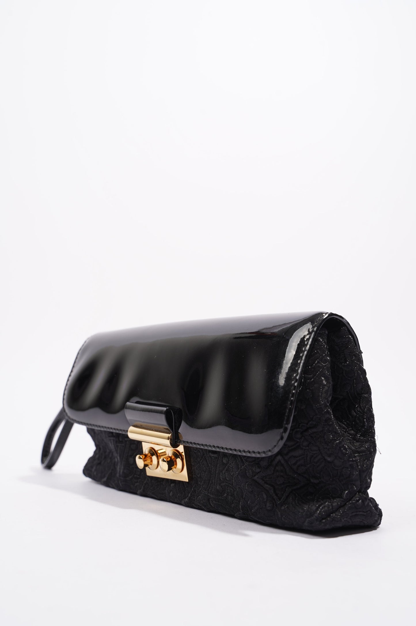Louis Vuitton Womens Vintage Patent Clutch Black