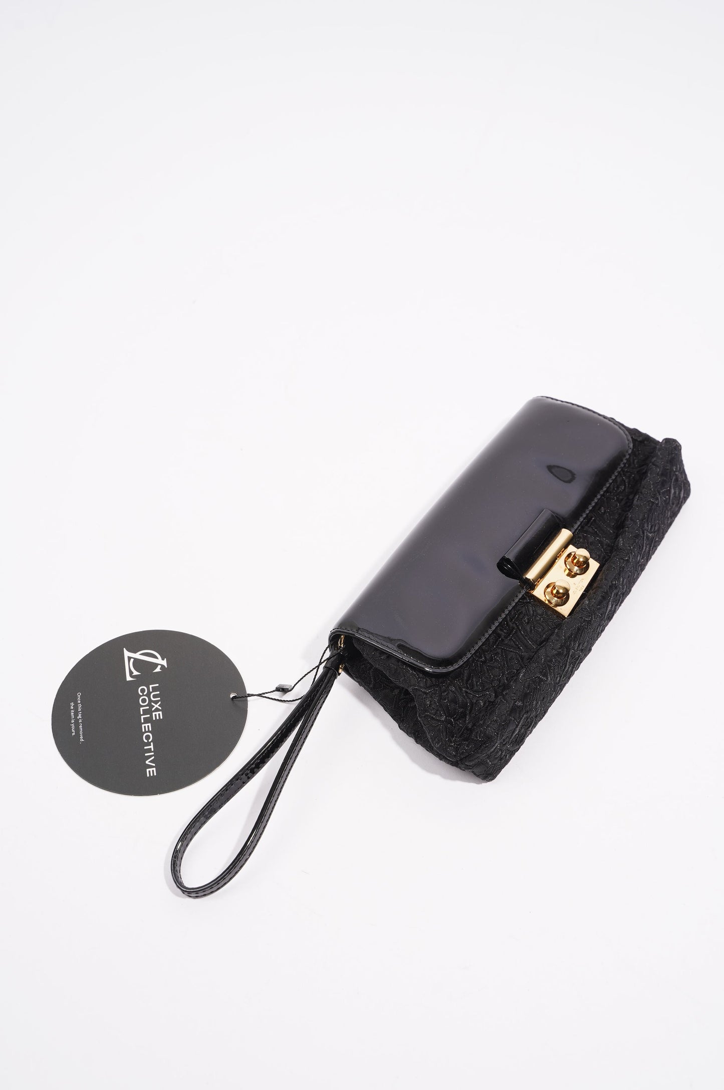 Louis Vuitton Womens Vintage Patent Clutch Black