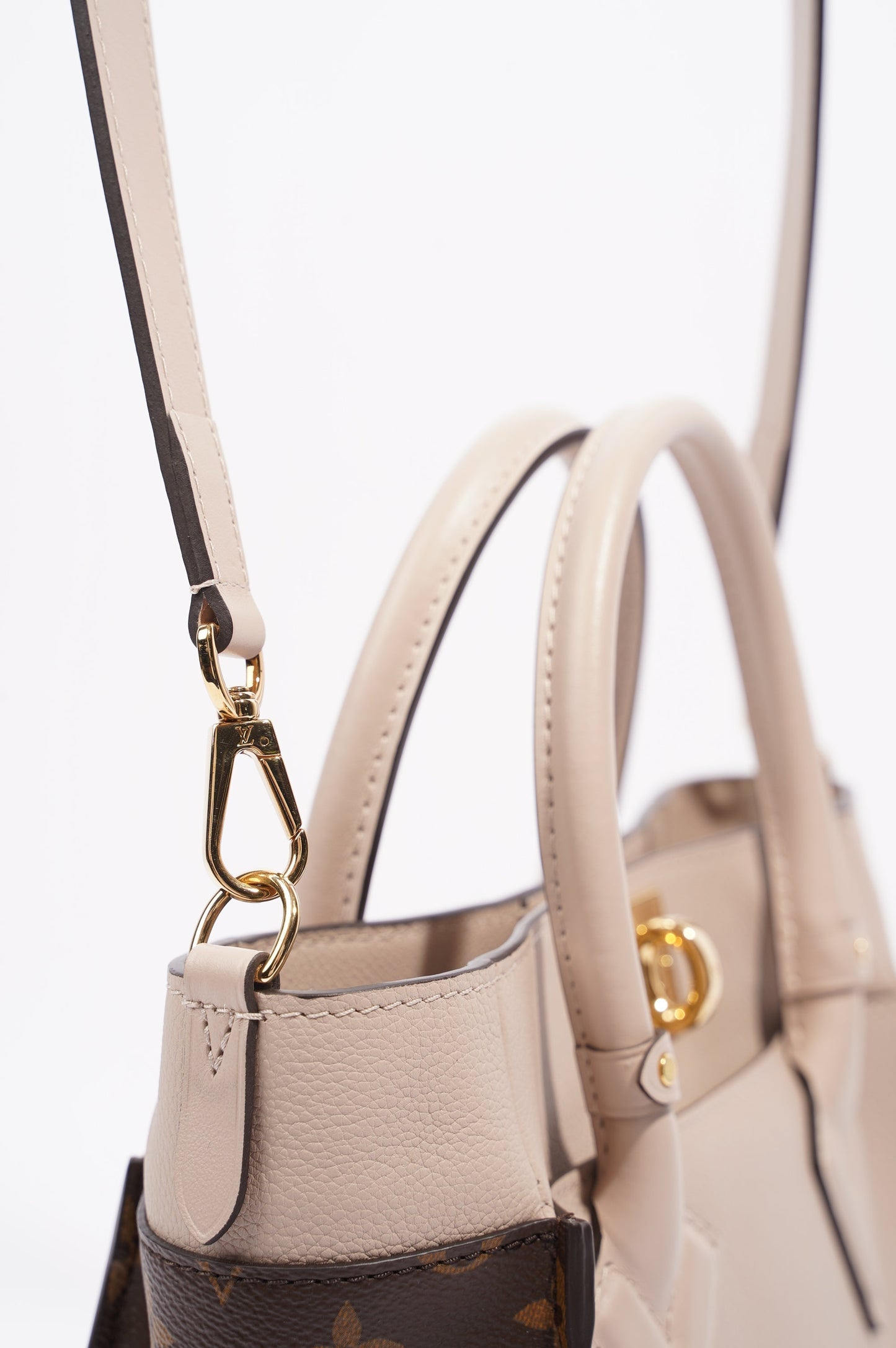 Louis Vuitton Womens On My Side Tote Greige / Monogram PM