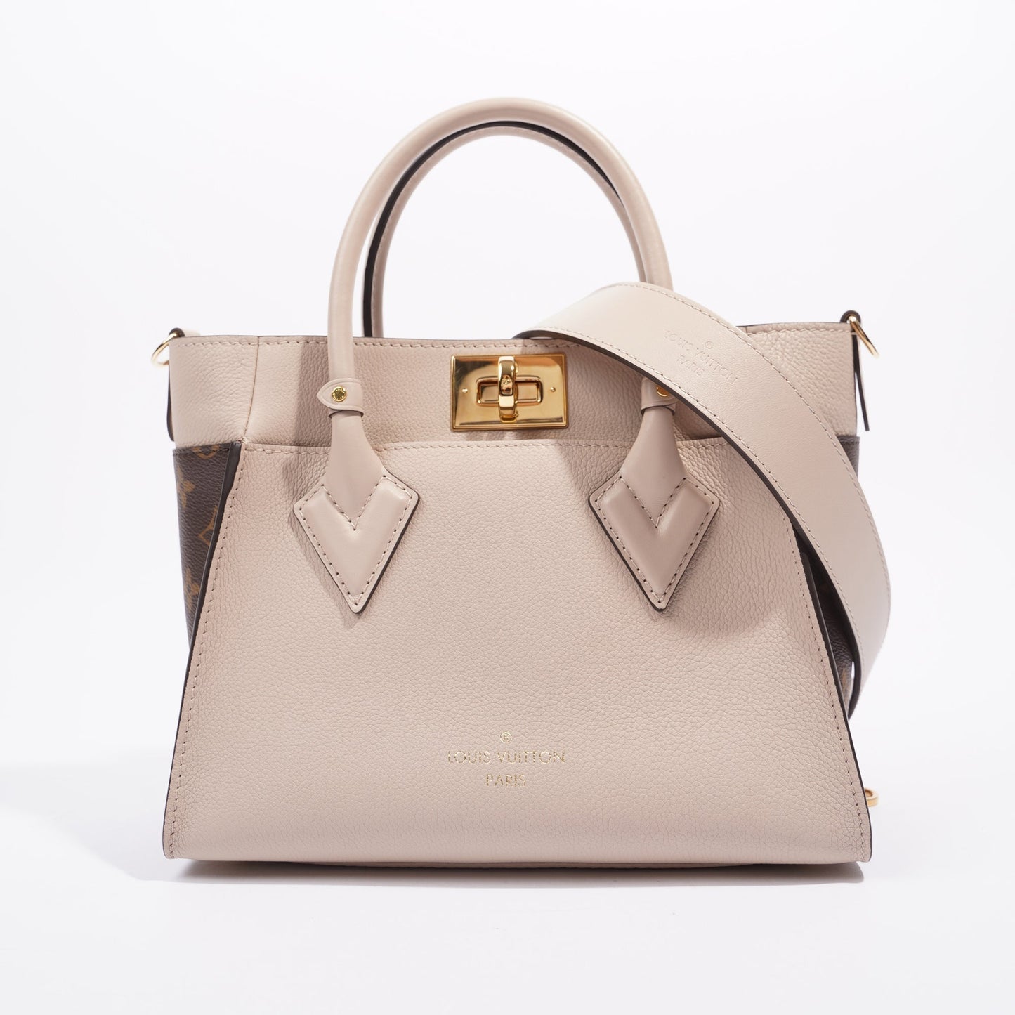 Louis Vuitton Womens On My Side Tote Greige / Monogram PM
