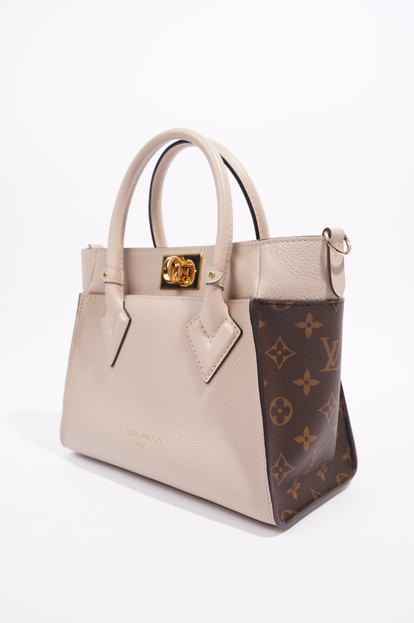 Louis Vuitton Womens On My Side Tote Greige / Monogram PM