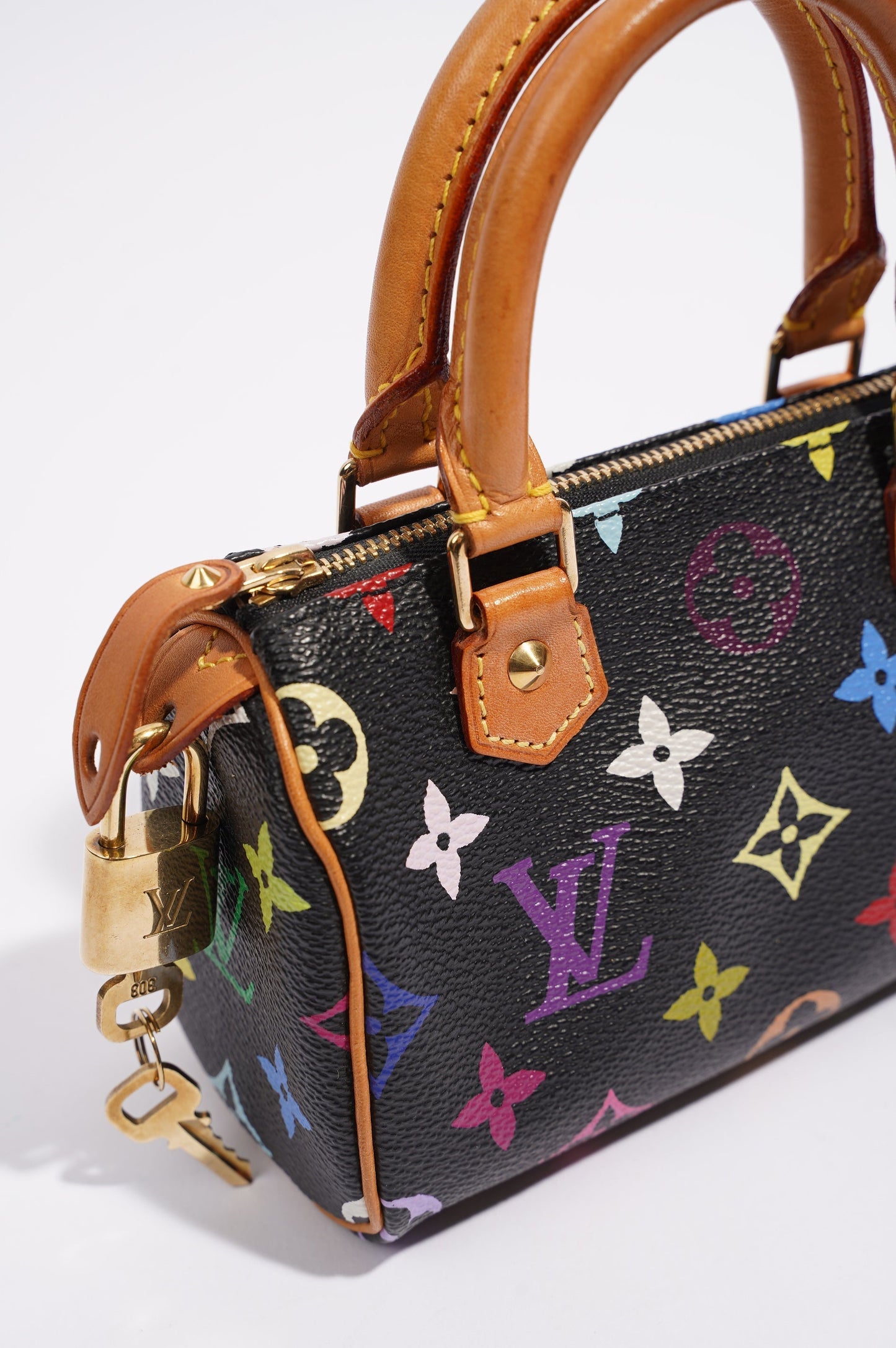 Louis Vuitton Womens Speedy Handbag Murakami Monogram Canvas Nano