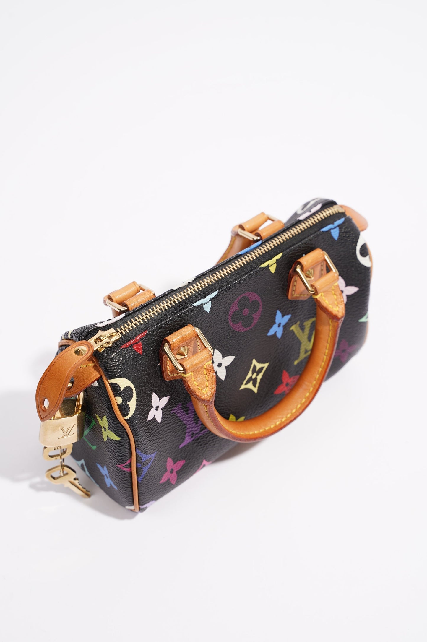 Louis Vuitton Womens Speedy Handbag Murakami Monogram Canvas Nano