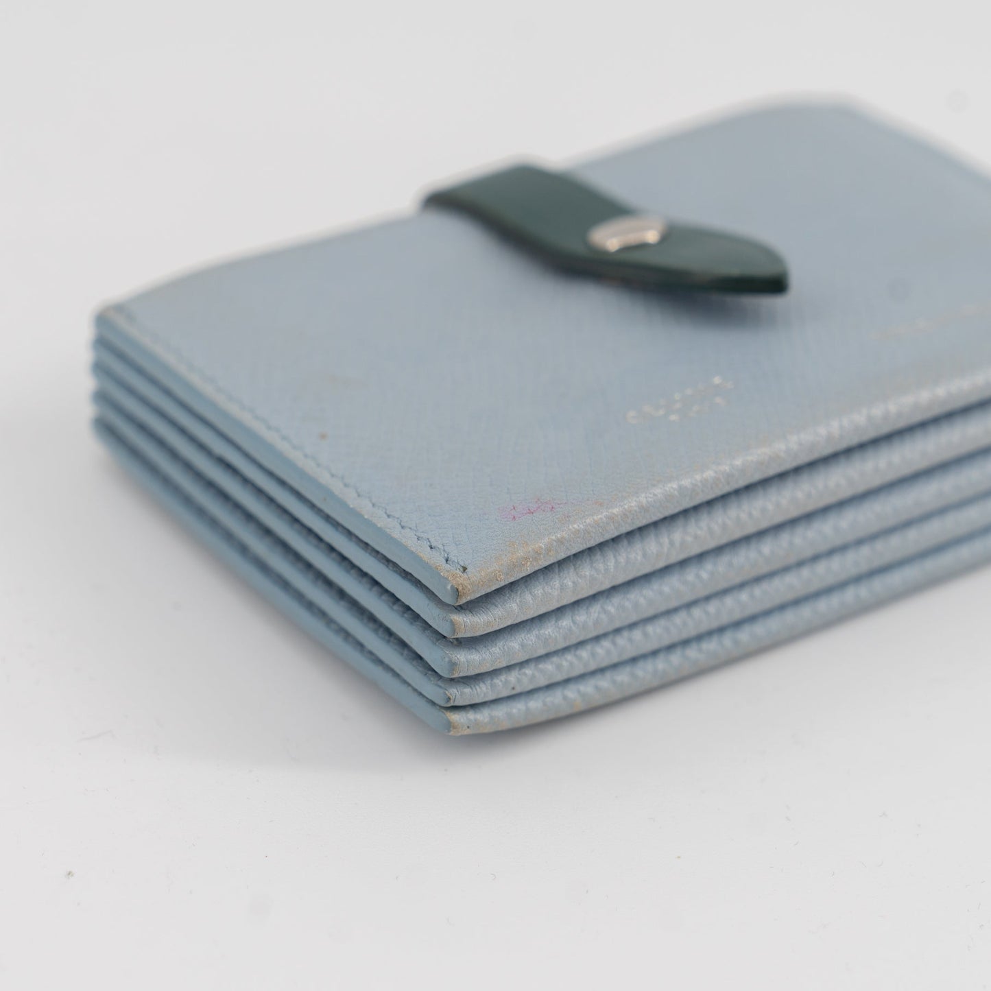 Celine Dusty Blue Grained Leather Accordeon Card Holder