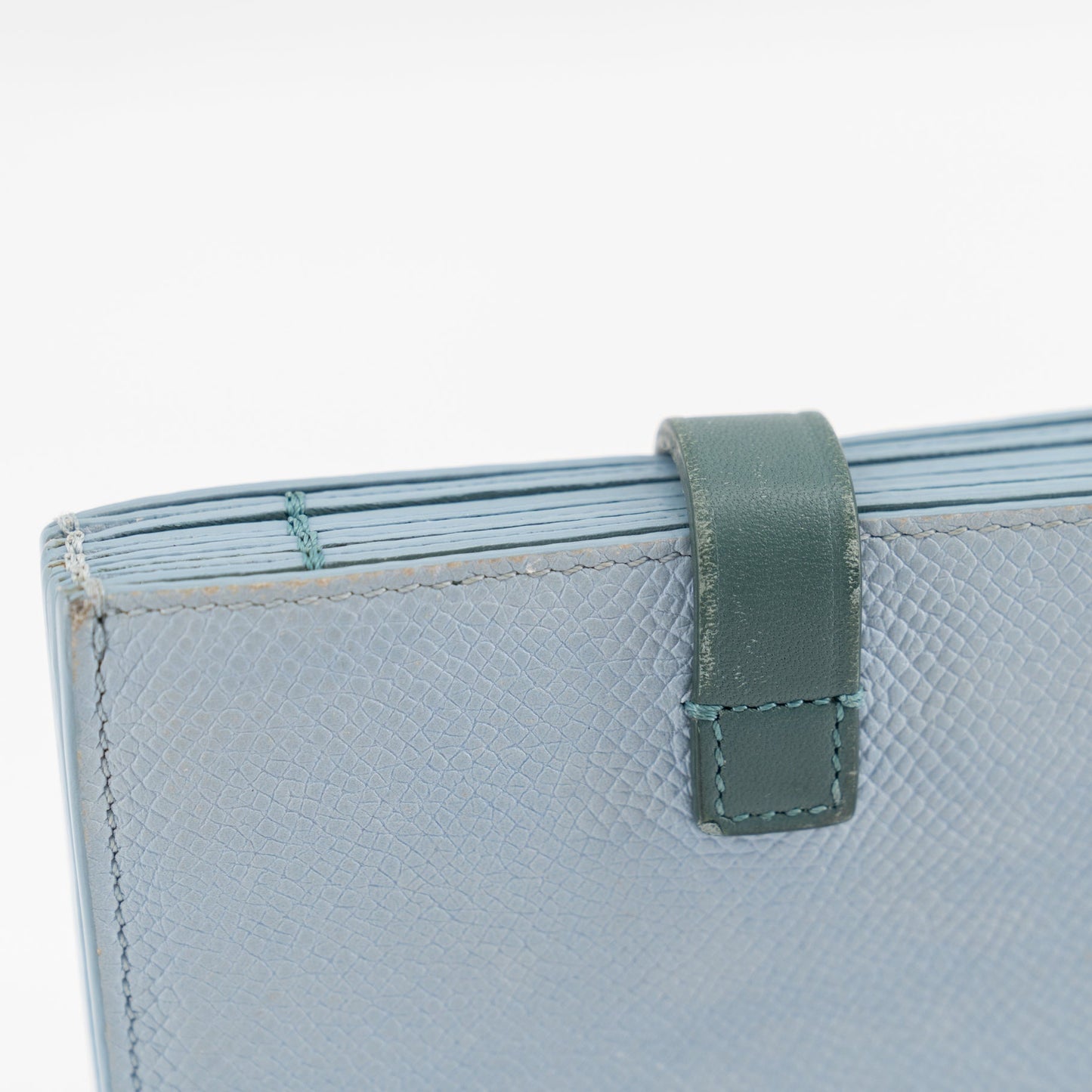Celine Dusty Blue Grained Leather Accordeon Card Holder