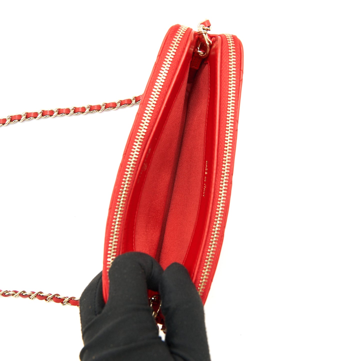 CHANEL RED DOUBLE ZIP WALLET ON CHAIN SPECIAL EDITION IN RED
