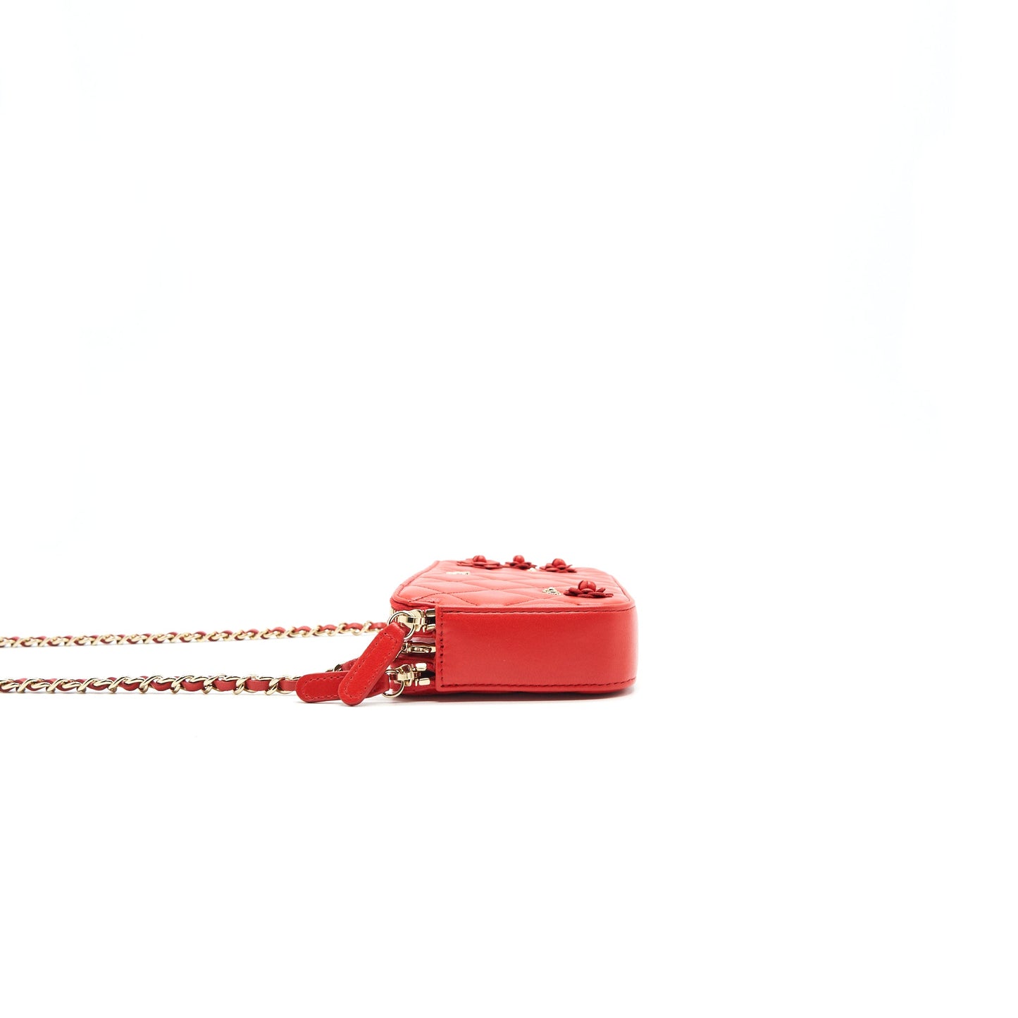 CHANEL RED DOUBLE ZIP WALLET ON CHAIN SPECIAL EDITION IN RED