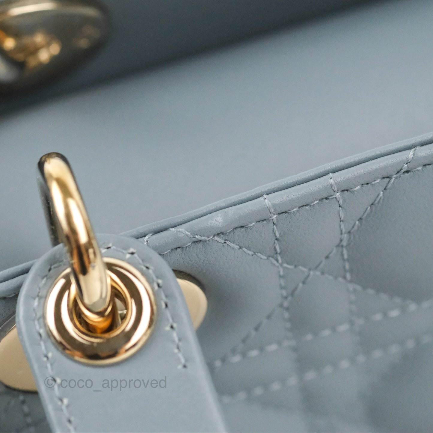 Christian Dior My ABCDior Lady Dior Grey Blue Lambskin Gold Hardware