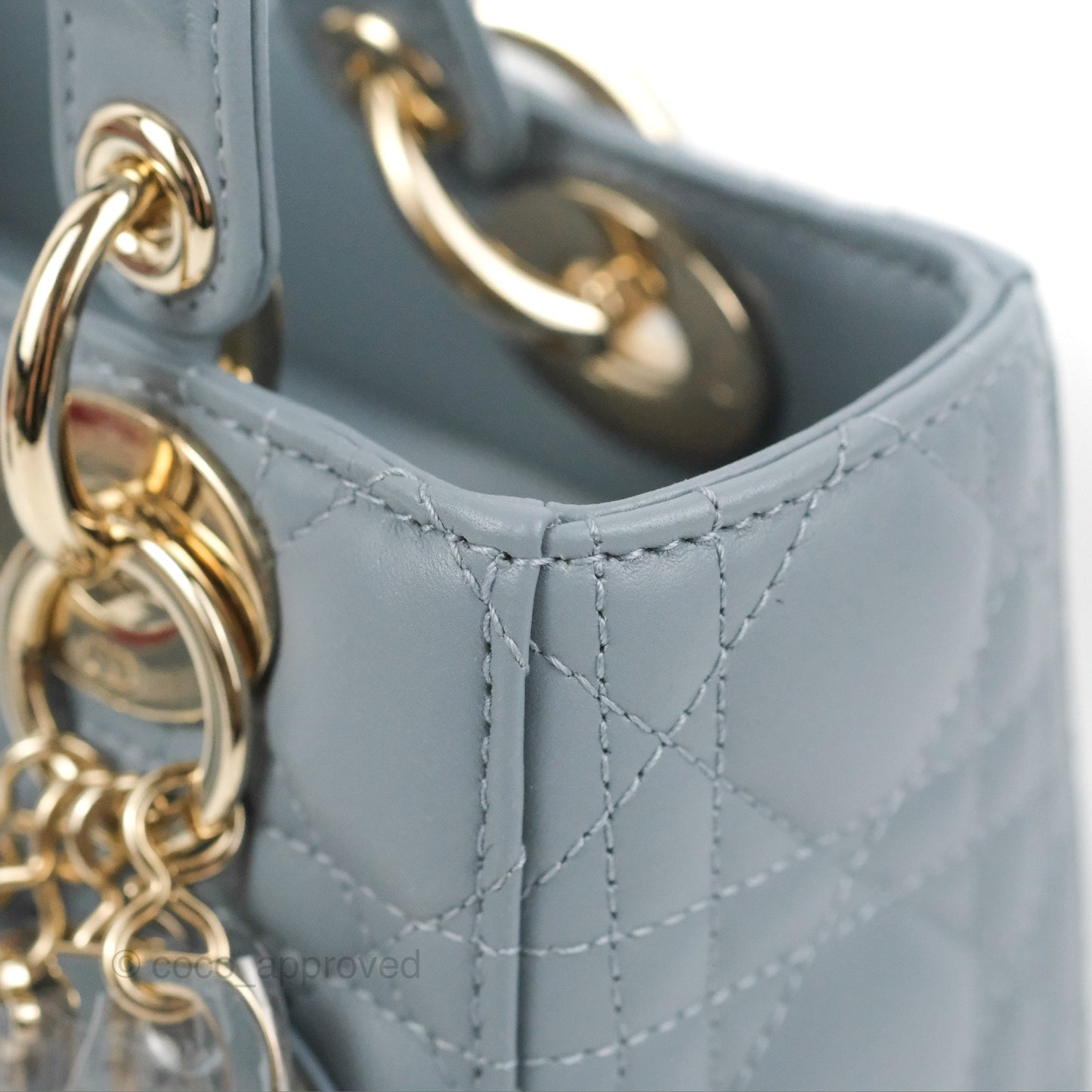 Christian Dior My ABCDior Lady Dior Grey Blue Lambskin Gold Hardware