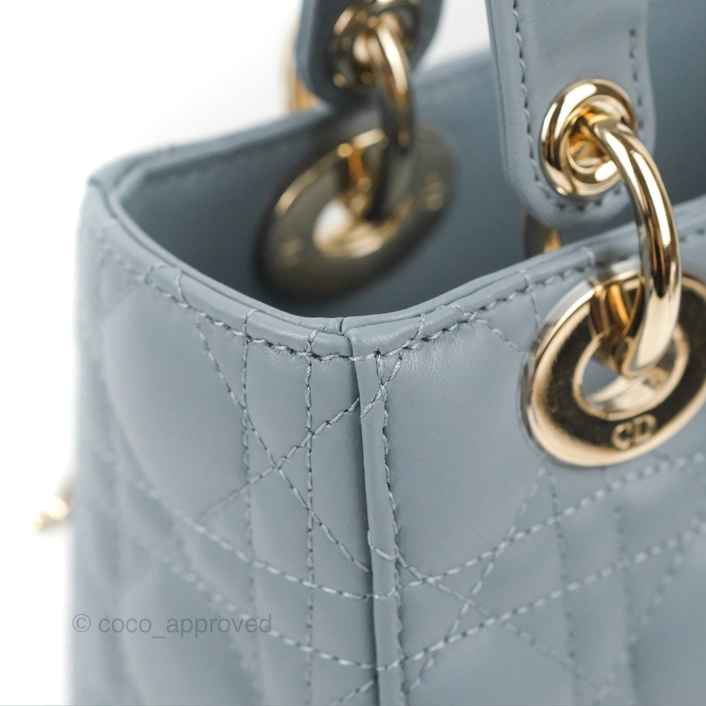 Christian Dior My ABCDior Lady Dior Grey Blue Lambskin Gold Hardware