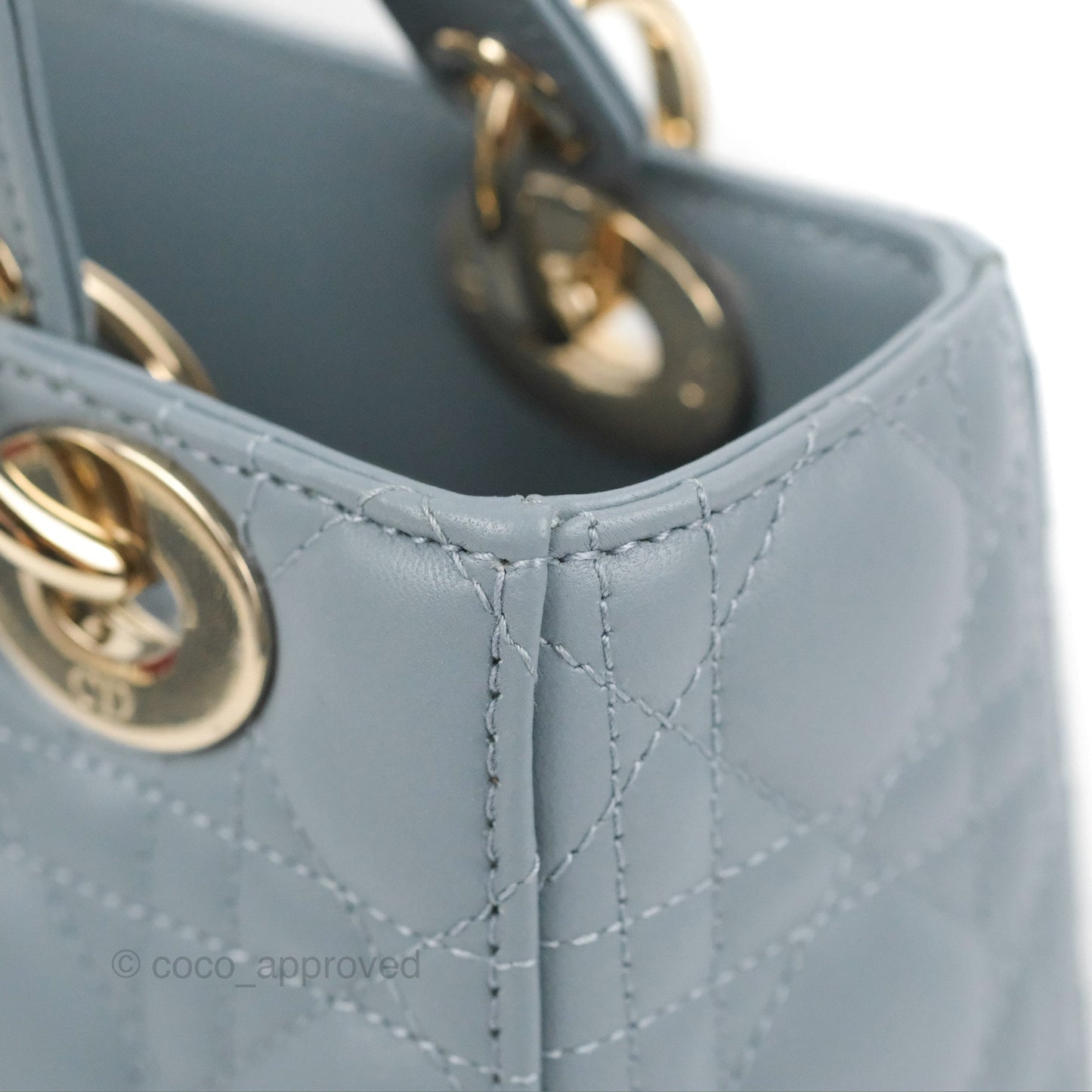 Christian Dior My ABCDior Lady Dior Grey Blue Lambskin Gold Hardware