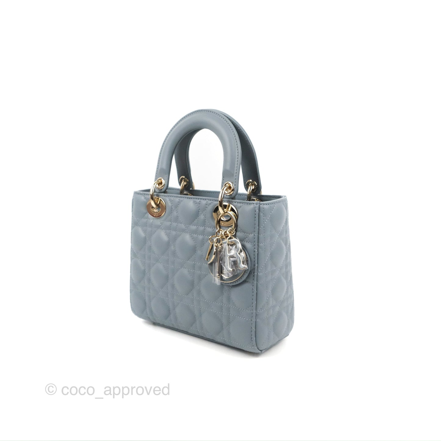 Christian Dior My ABCDior Lady Dior Grey Blue Lambskin Gold Hardware